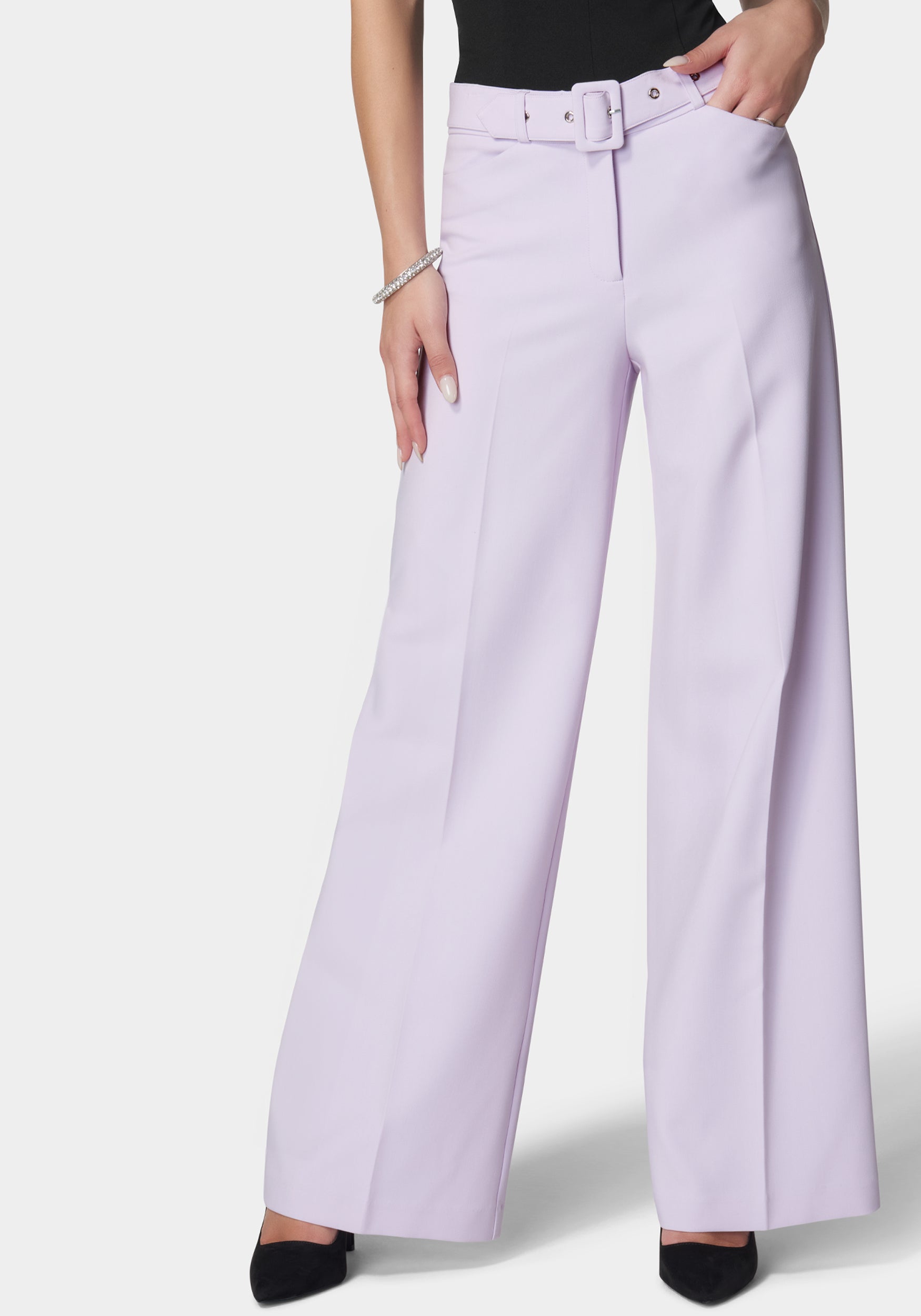 High Waist Belted Wide Leg Pant-Beilave