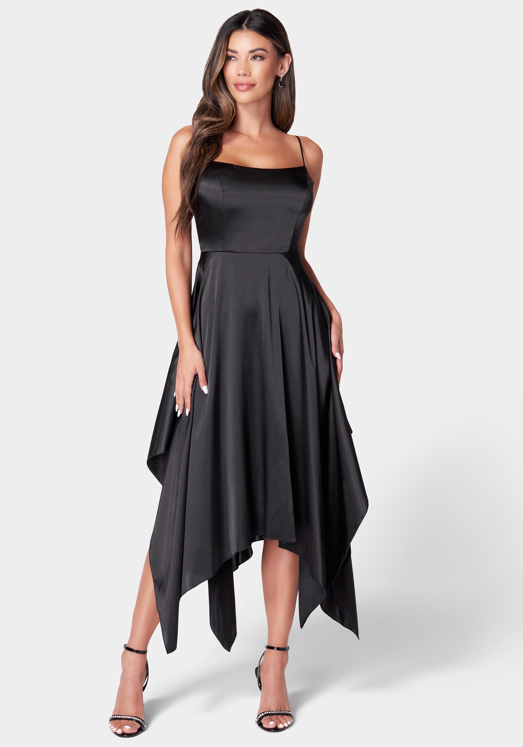 Solid Satin Sharkbite Dress-Beilave