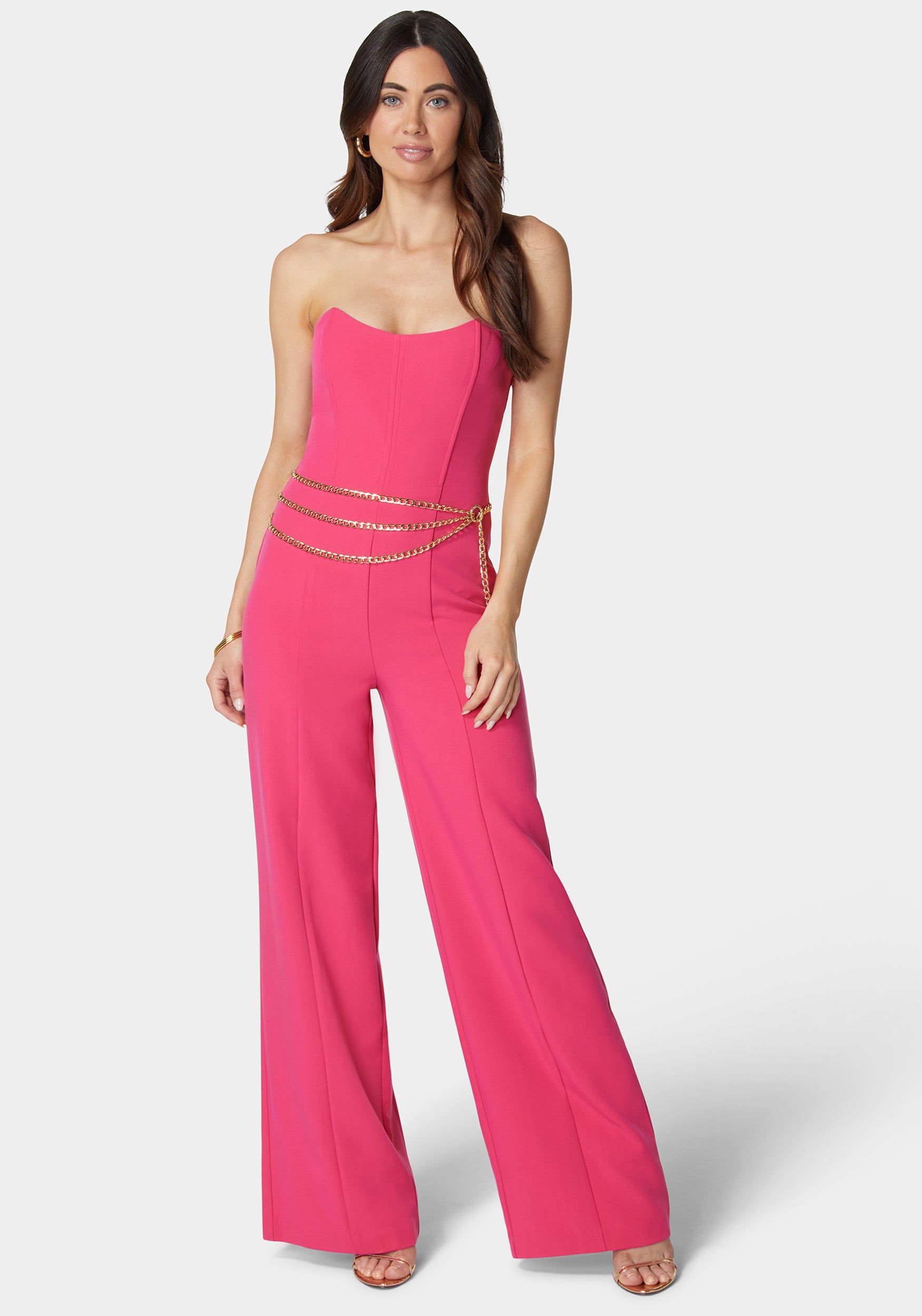 Scoop Neck Belted Palazzo Leg Jumpsuit-Beilave