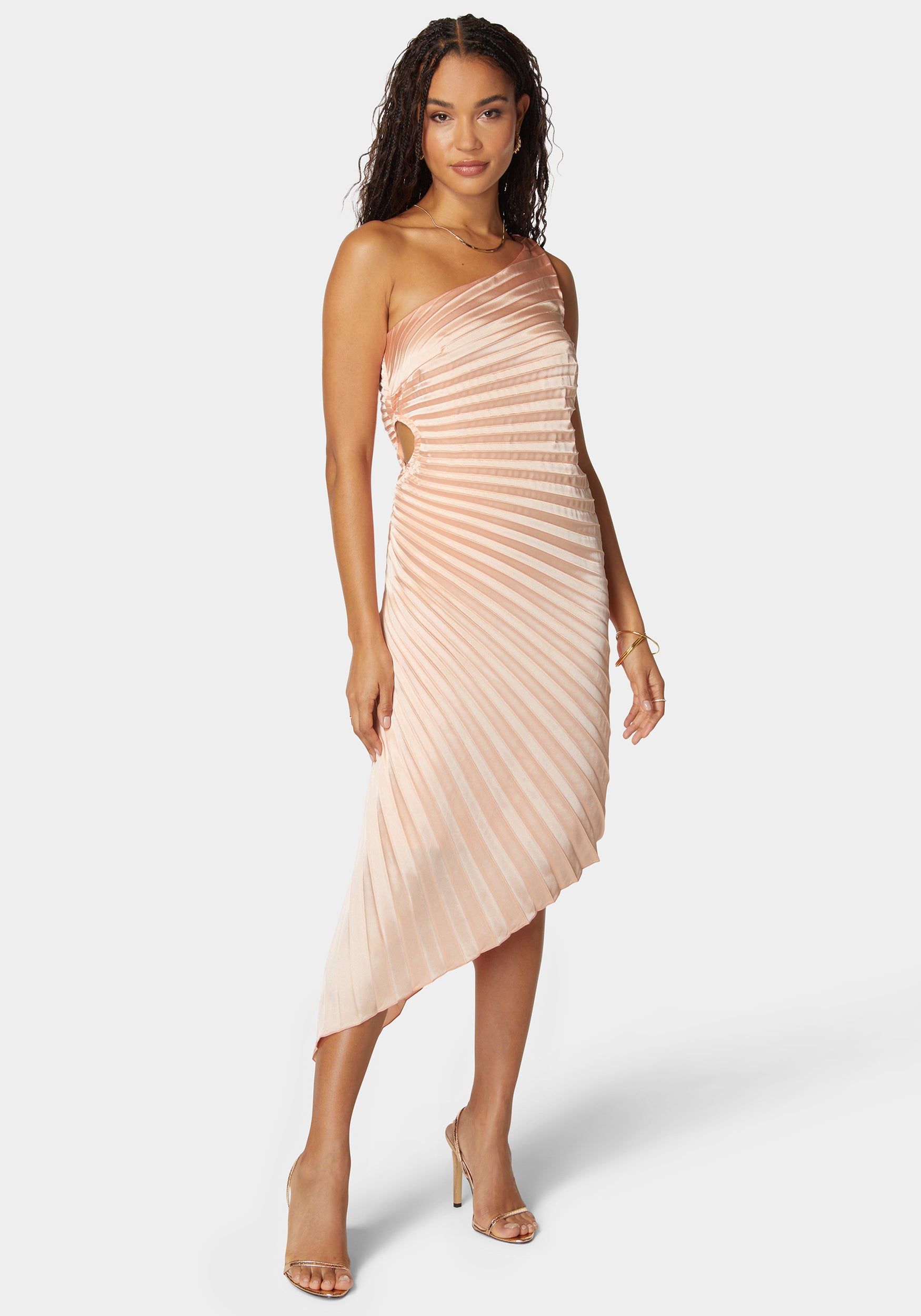 Pleated One Shoulder Gown-Beilave