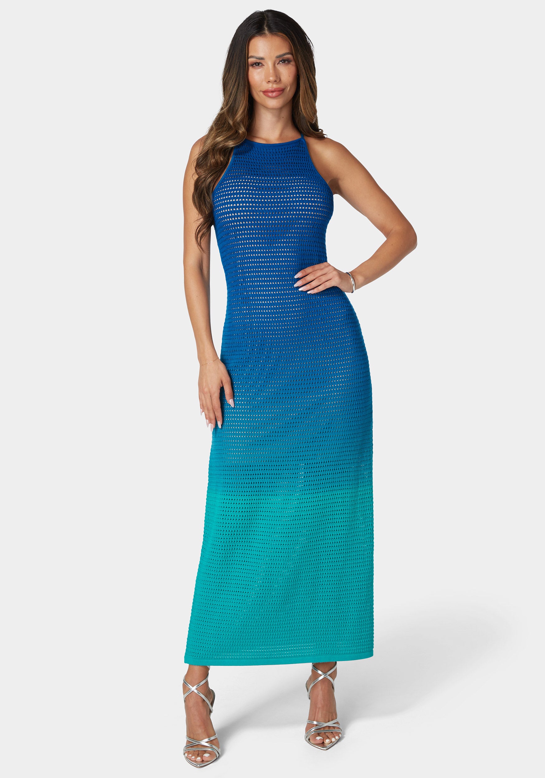 Ombre Crochet Slip Maxi Dress-Beilave