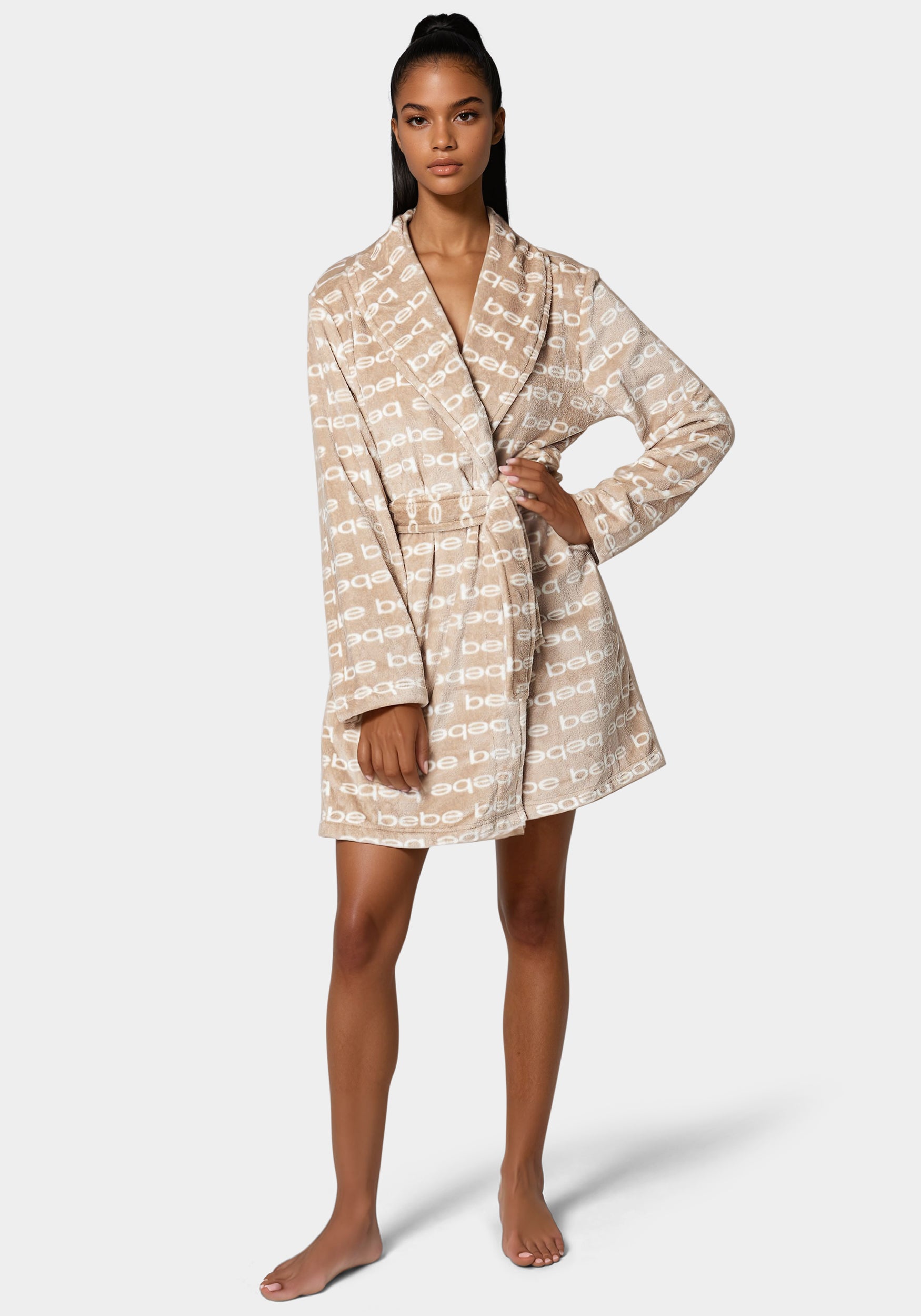 Printed Plush Robe-Beilave