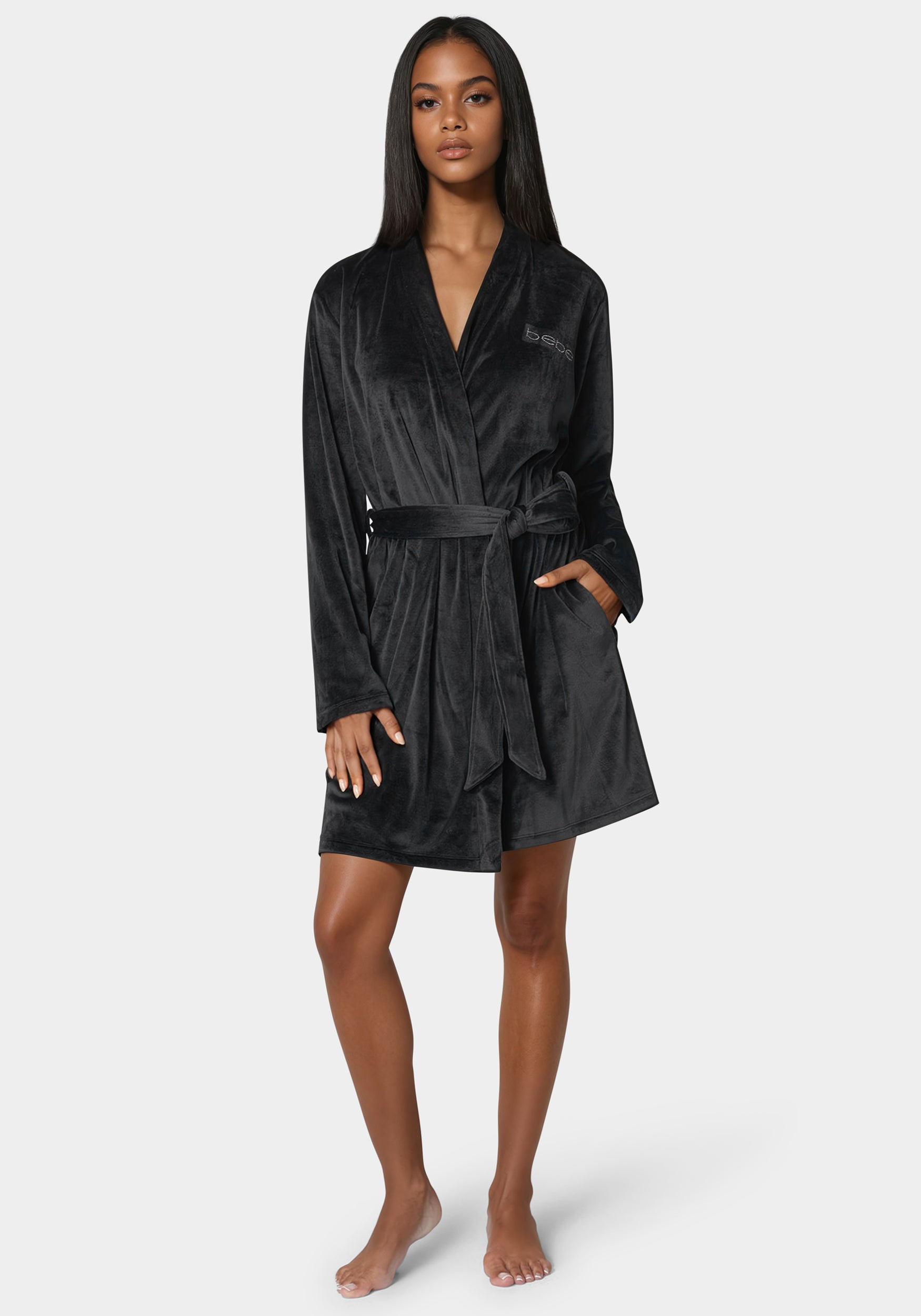Velour Robe W/ Pearl Stud-Beilave