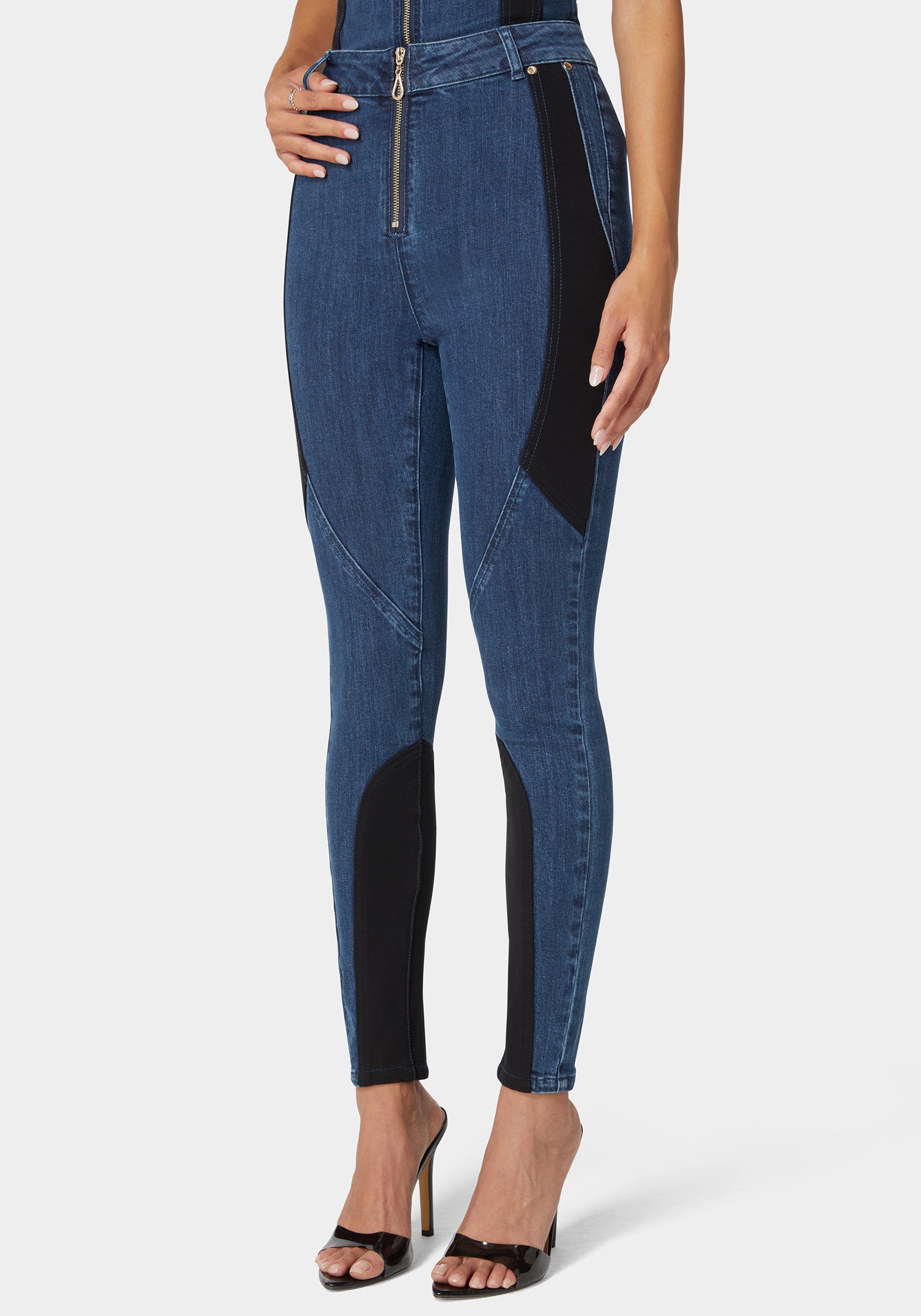 High Waist Pdr Combo Skinny Leg Jeans-Beilave