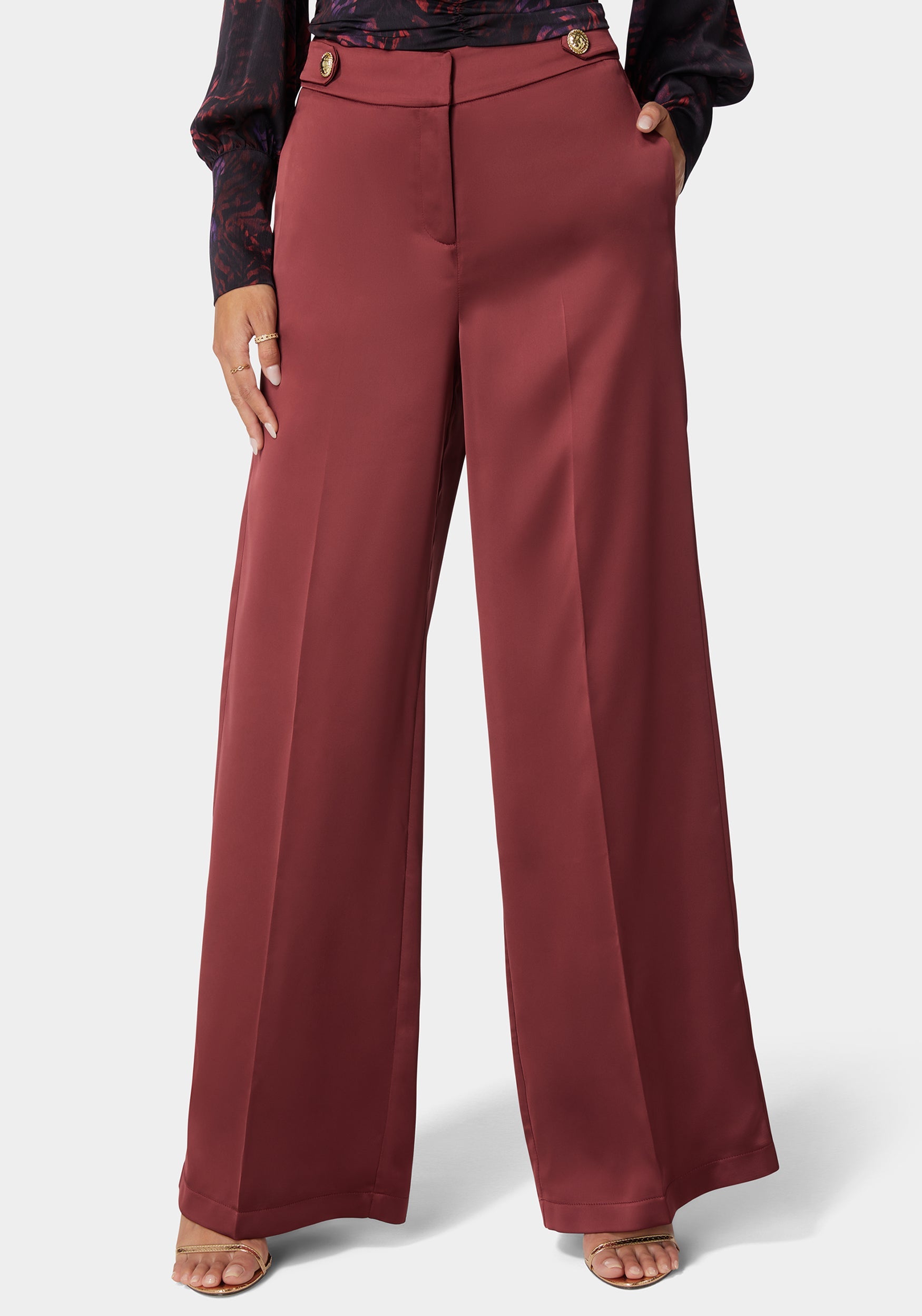High Waist Palazzo Satin Pant-Beilave