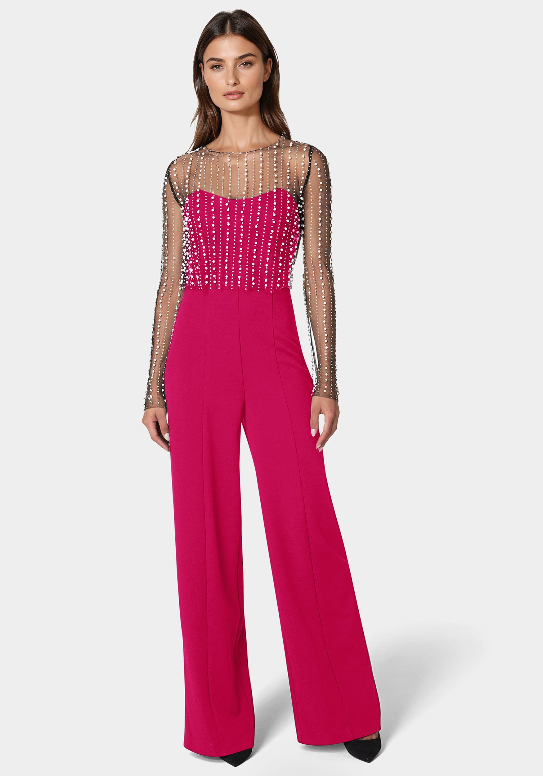 Studded Pearl Top And Palazzo Leg Jumpsuit-Beilave