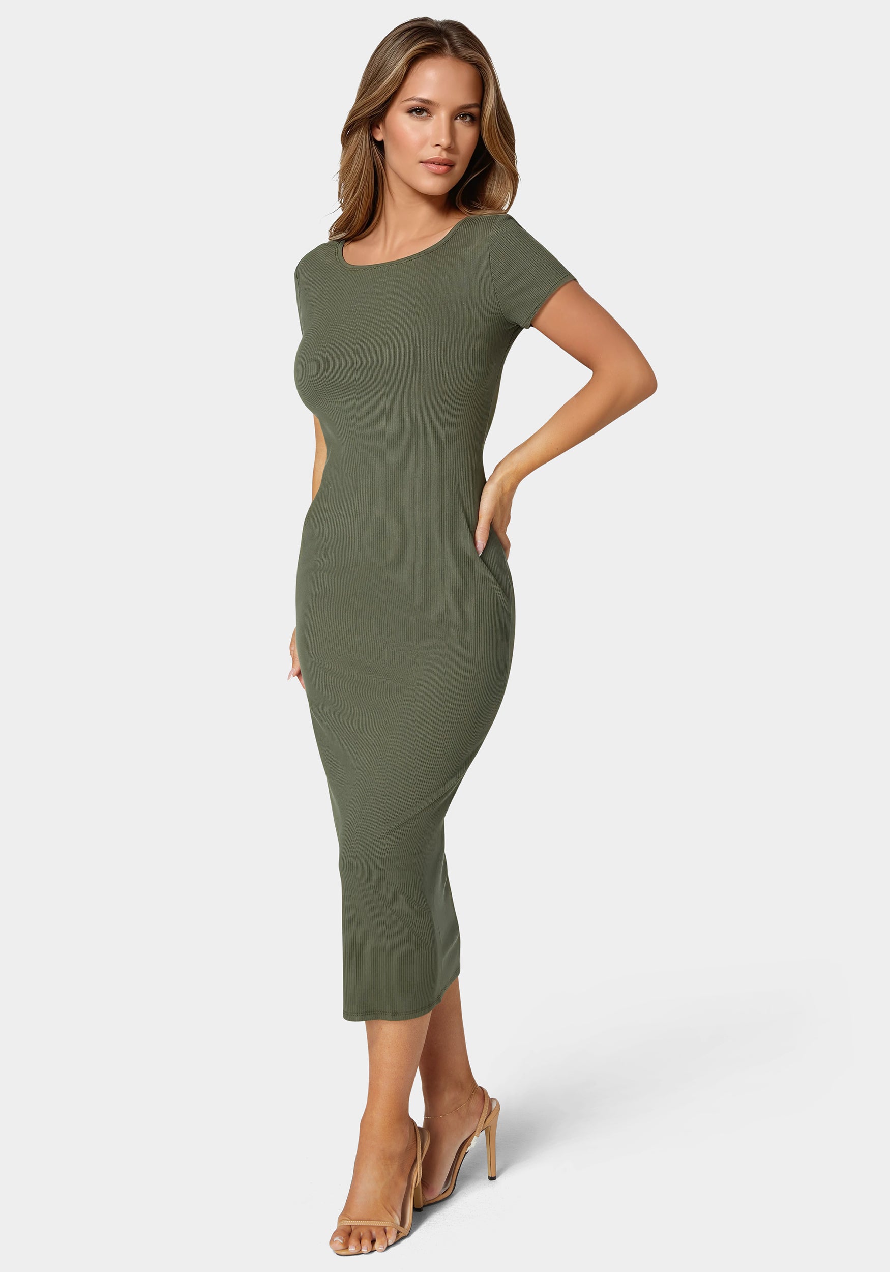 Rib T Shirt Maxi Dress-Beilave