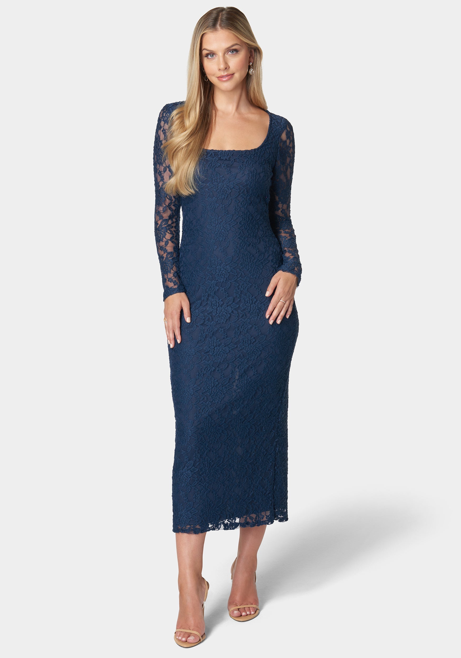 Viviana Square Neck Lace Maxi Dress-Beilave