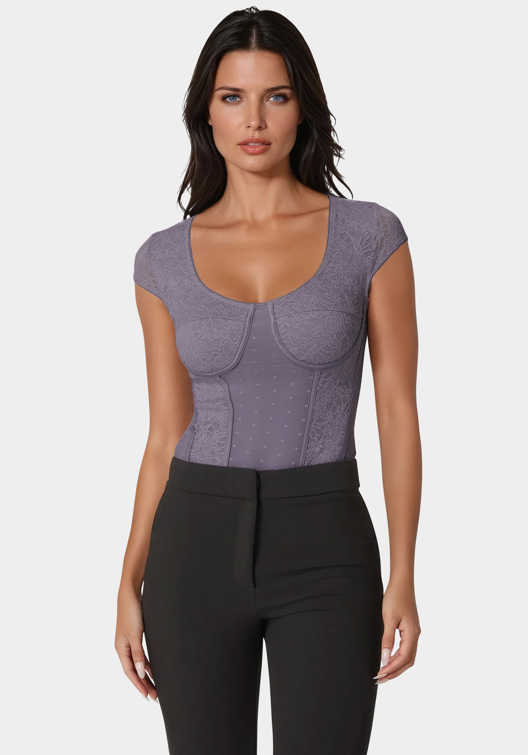 Swiss Dot Lace Bodysuit-Beilave