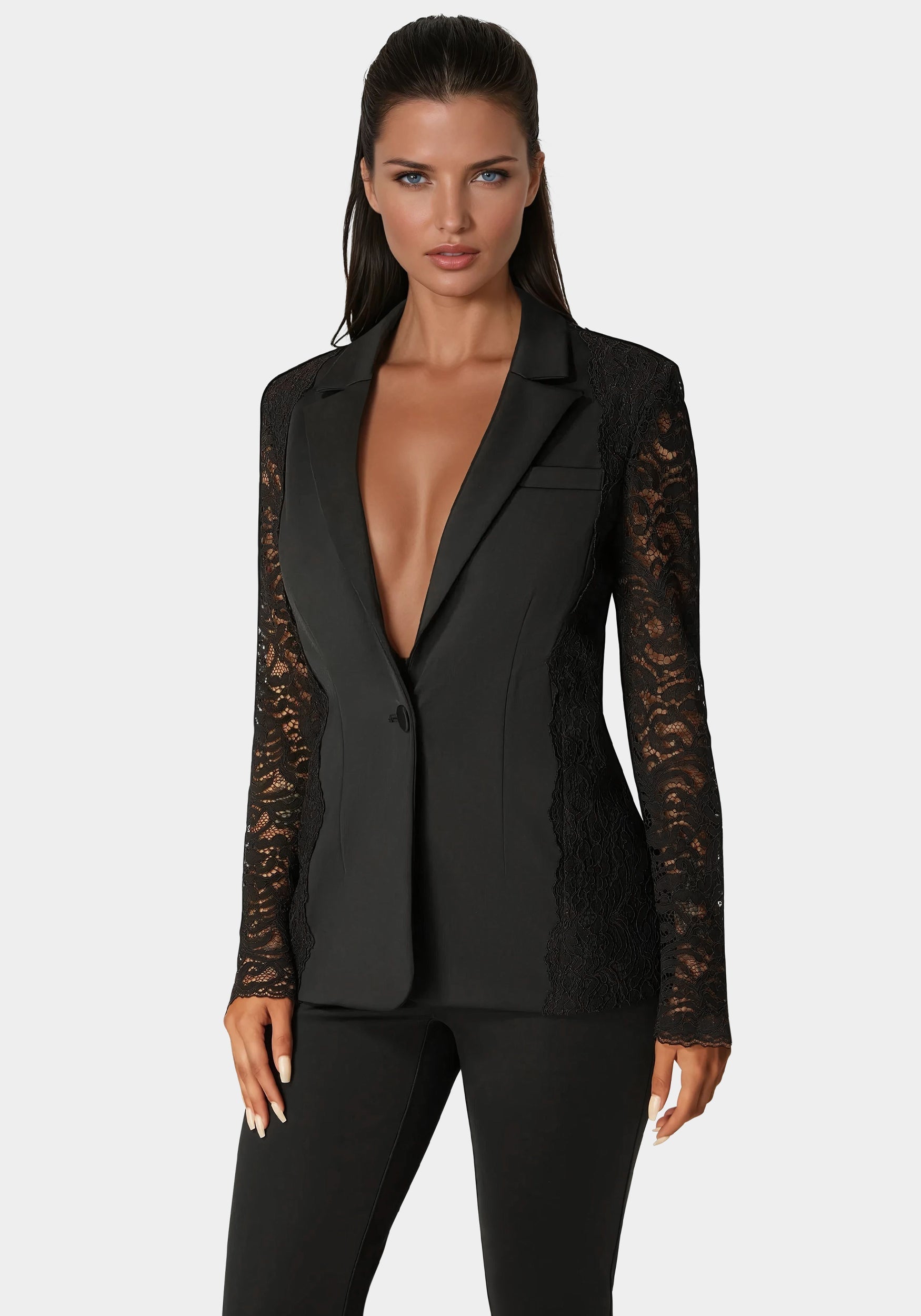 Scuba Tailored Lace Blazer-Beilave