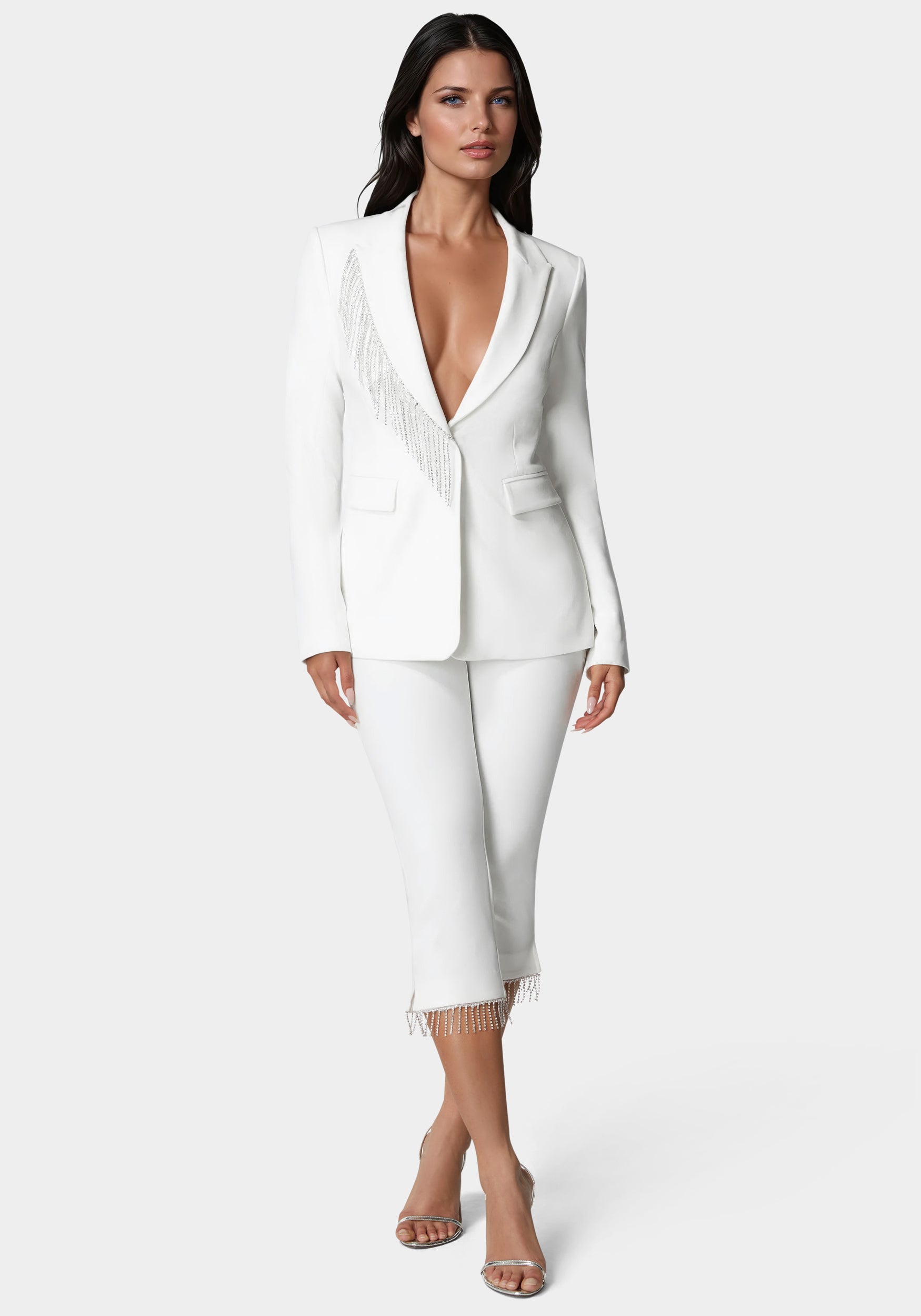 Rhinestone Fringe Tailored Blazer-Beilave