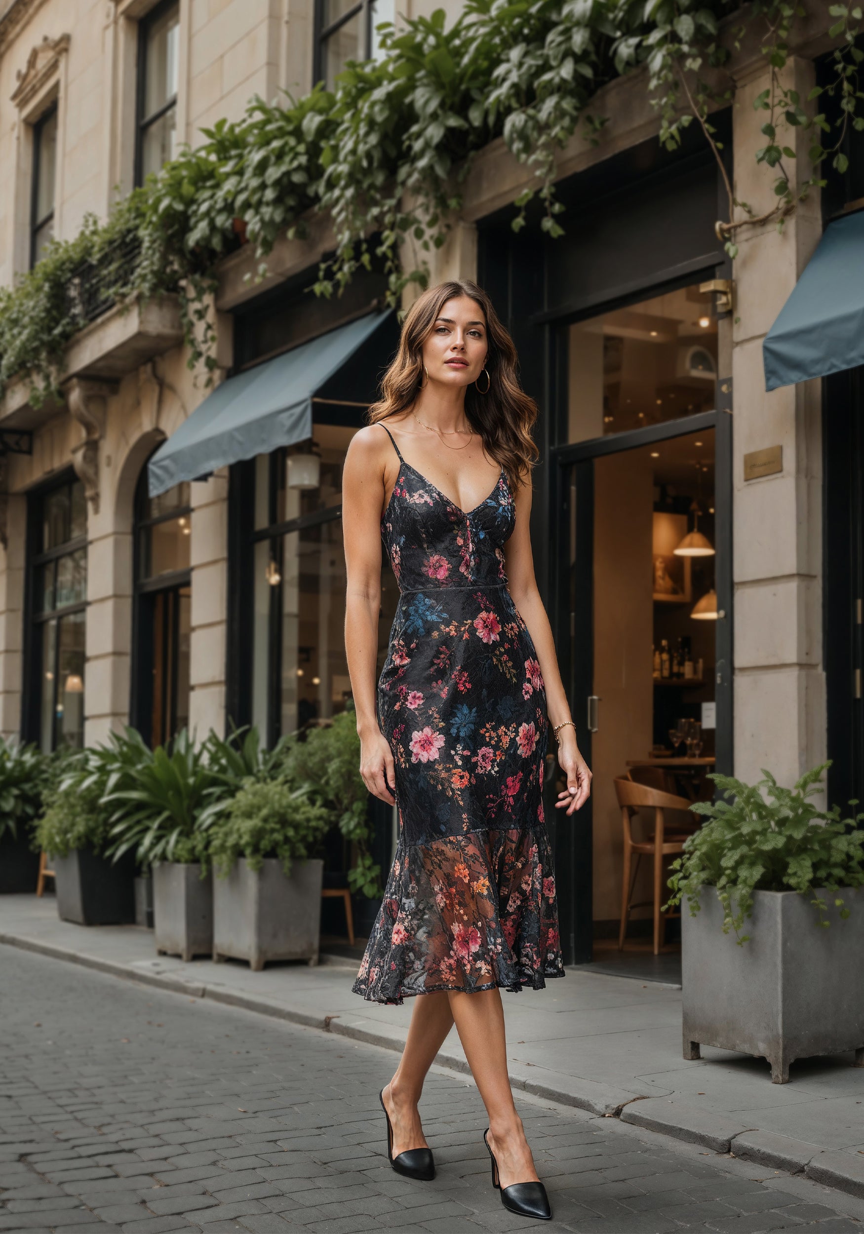 Natalia Lace Midi Dress-Beilave