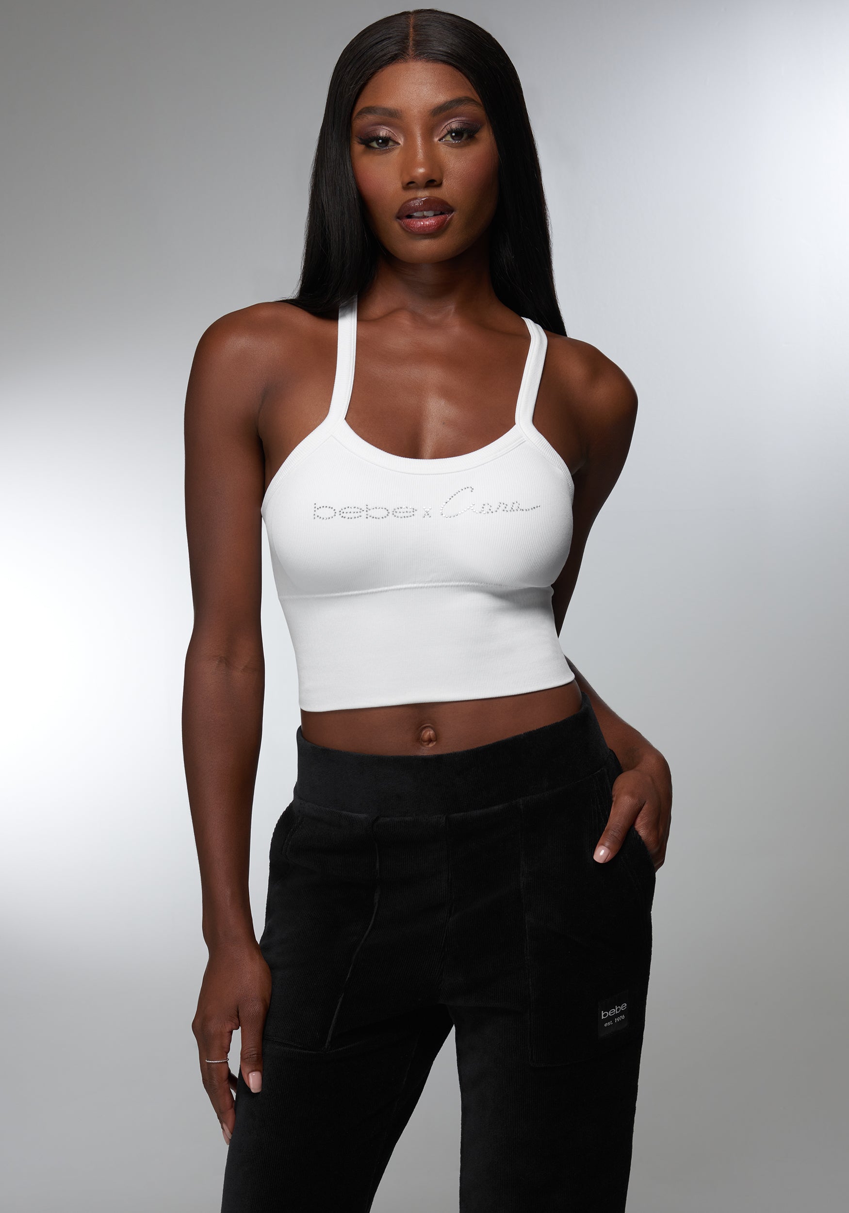 Rhinestone Logo Bra Tank-Beilave