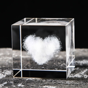 Crystal cube in-body carving ornaments