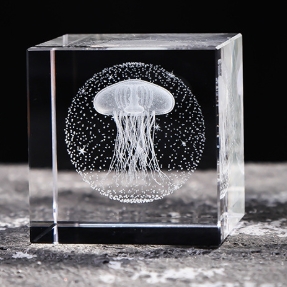 Crystal cube in-body carving ornaments