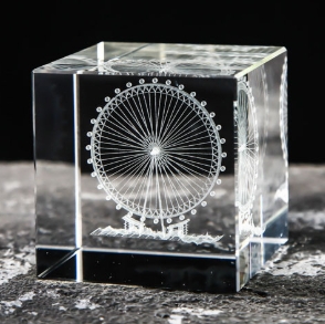 Crystal cube in-body carving ornaments