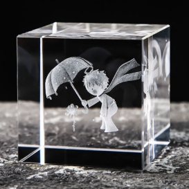 Crystal cube in-body carving ornaments