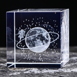 Crystal cube in-body carving ornaments