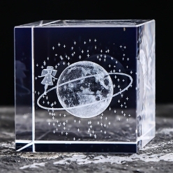 Crystal cube in-body carving ornaments