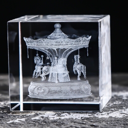 Crystal cube in-body carving ornaments