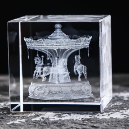 Crystal cube in-body carving ornaments