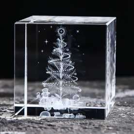 Crystal cube in-body carving ornaments
