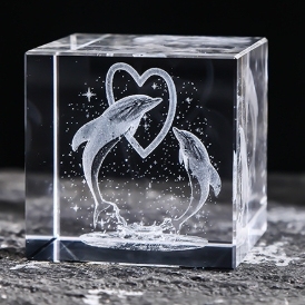 Crystal cube in-body carving ornaments