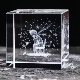 Crystal cube in-body carving ornaments