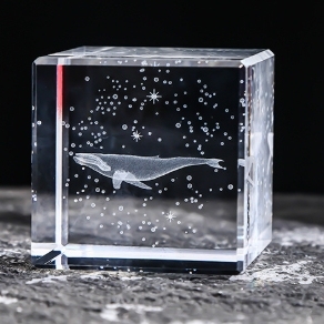 Crystal cube in-body carving ornaments