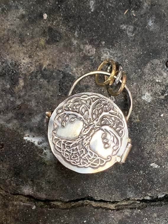 925 Silver Triple Moon & Tree of Life Locket