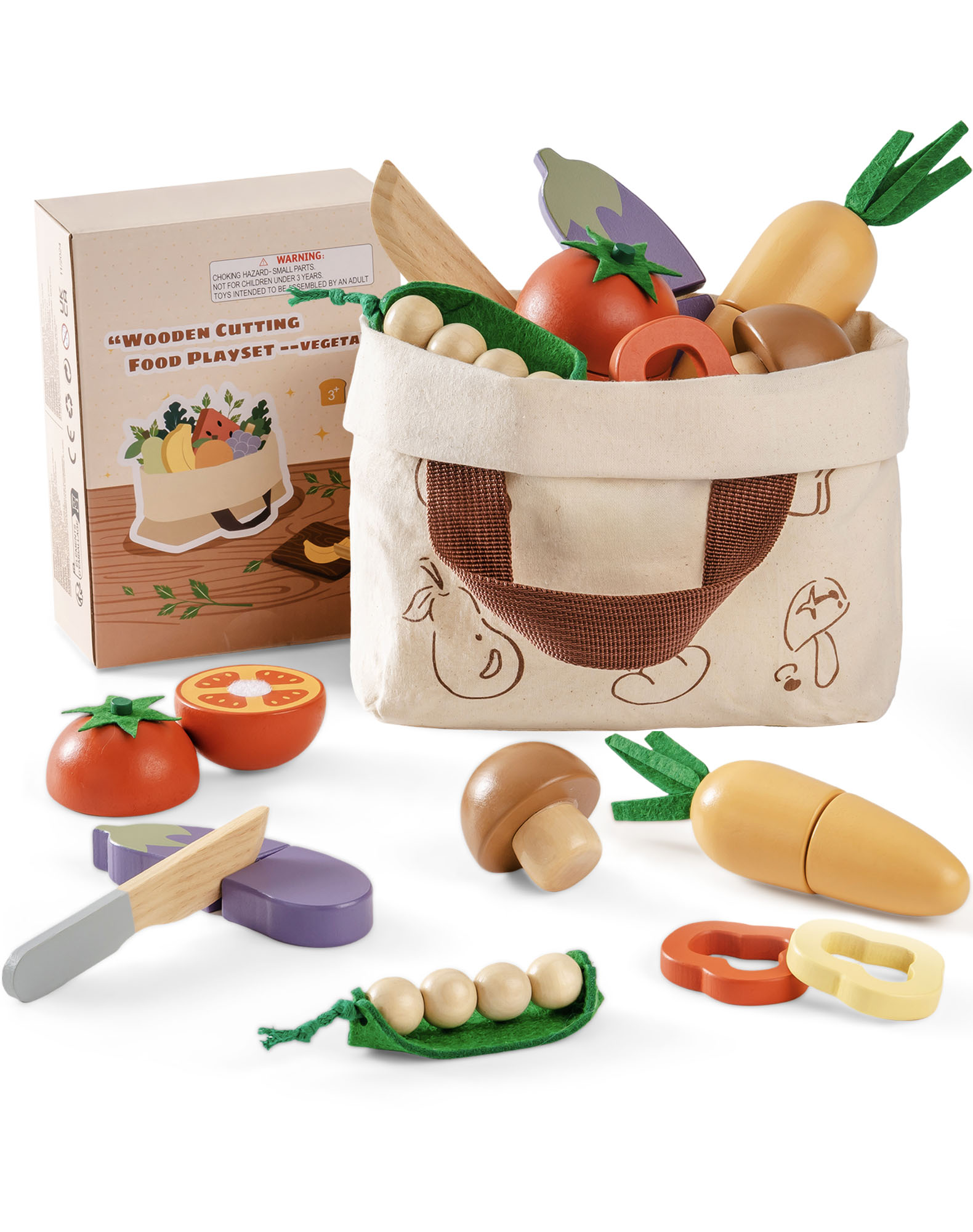 ROBUD Wooden Childs Play Food Set - Vegetables