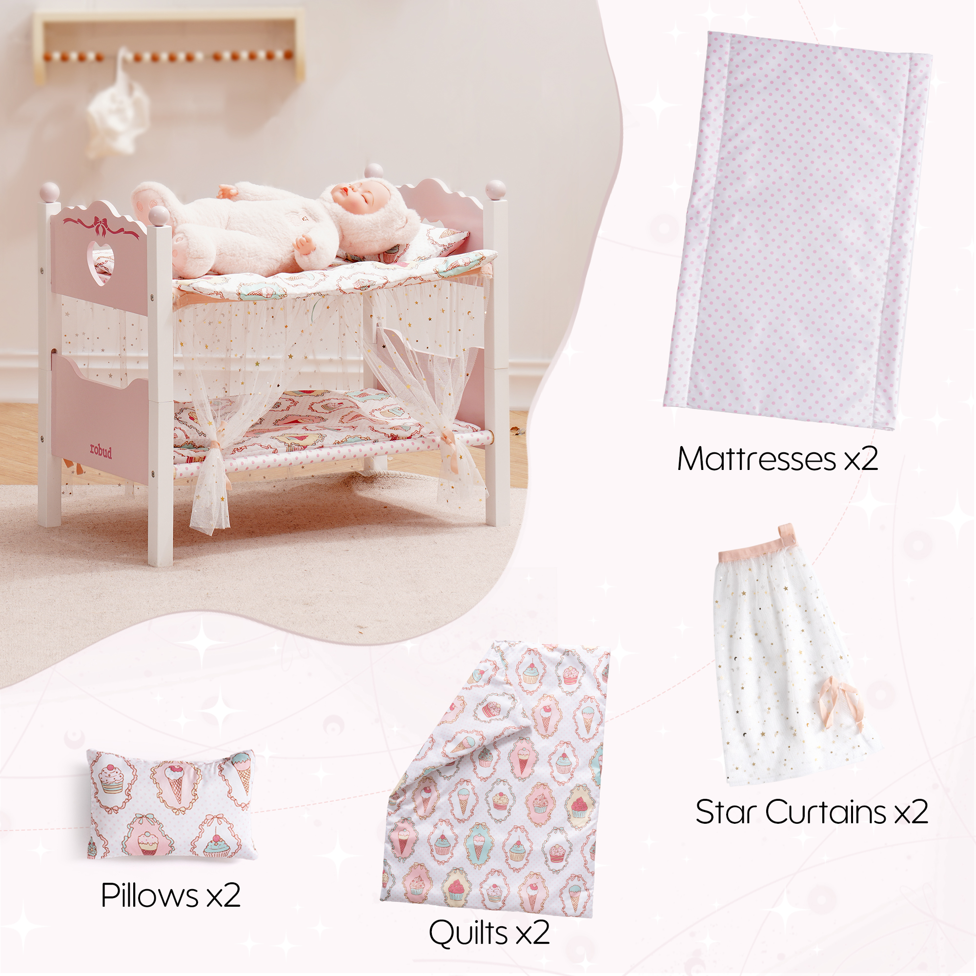 Robud Pink Princess Bunk Bed