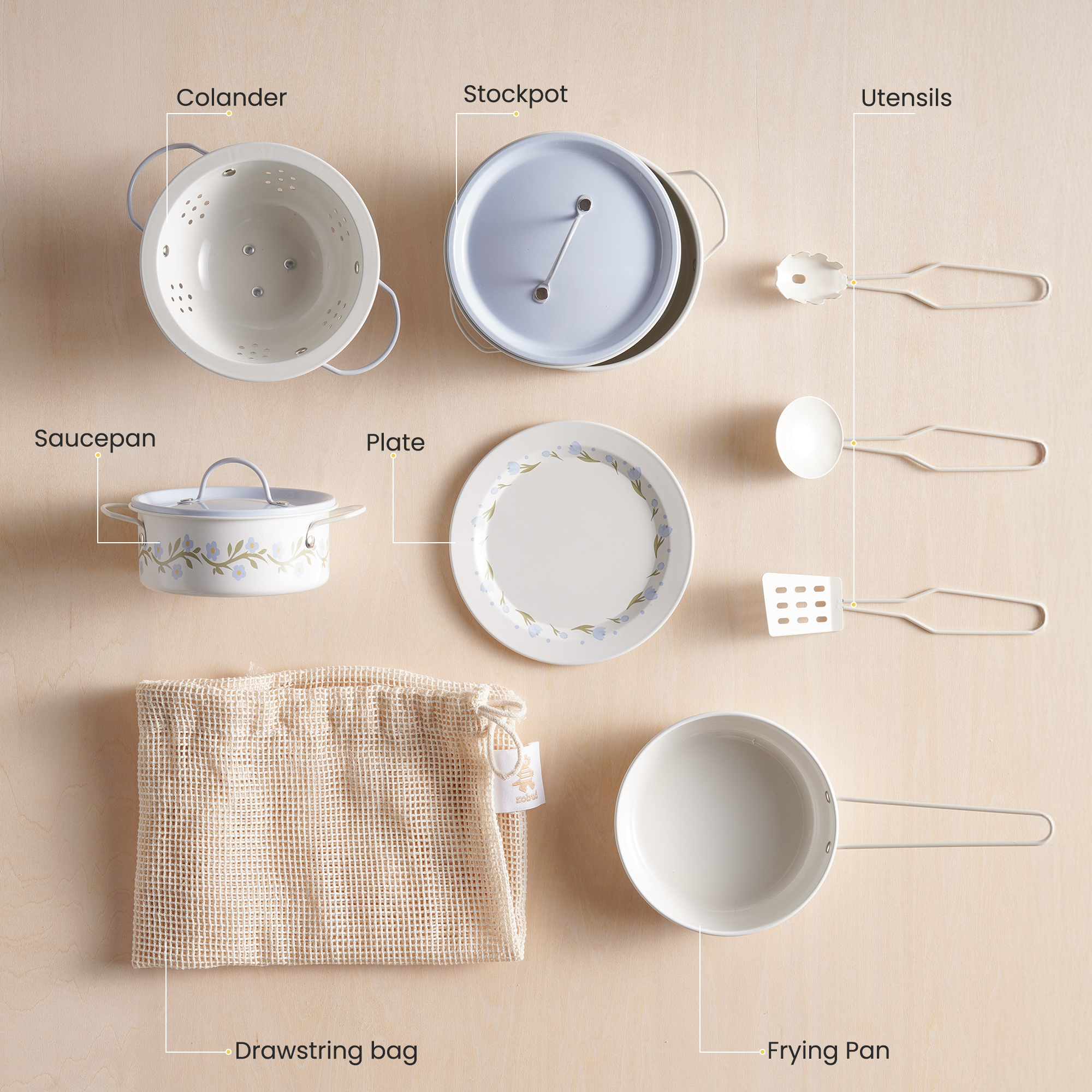 ROBUD Tinplate Pretend Cooking Utensils