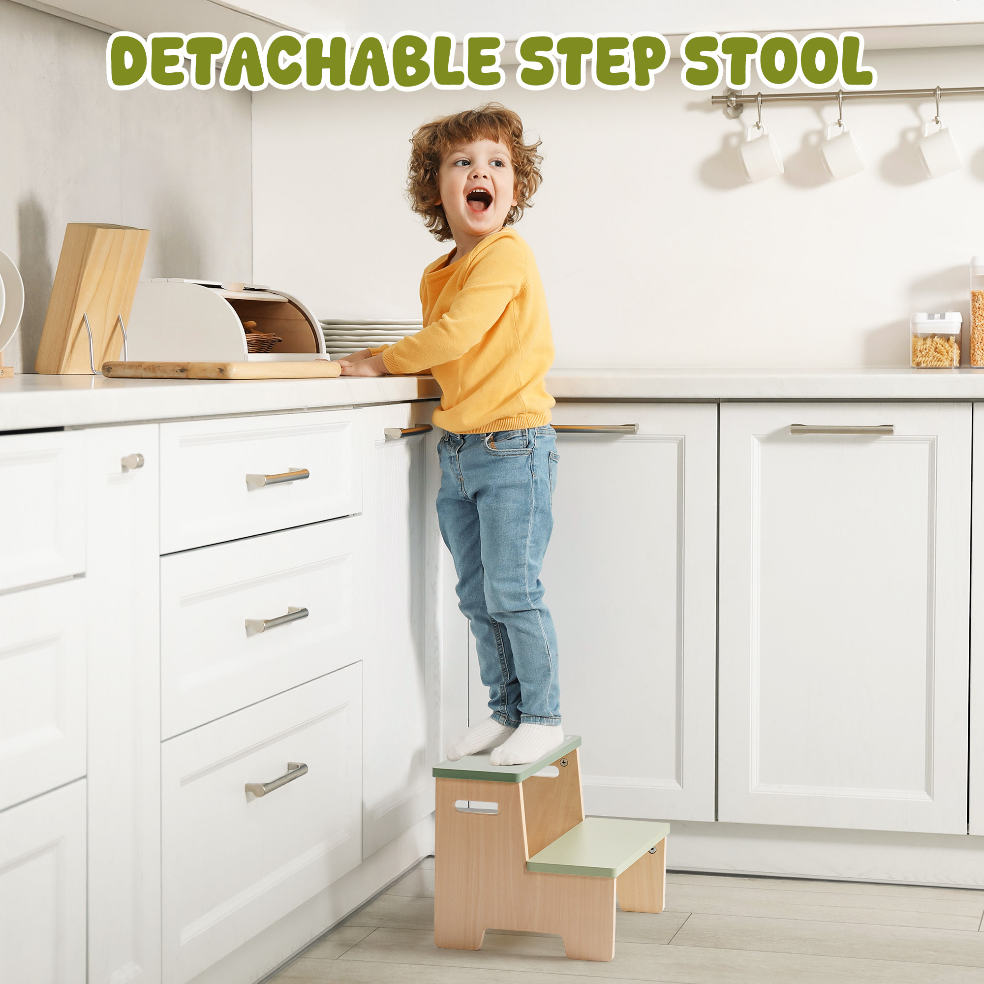 ROBUD Toddler Standing Tower with Step Stool Set