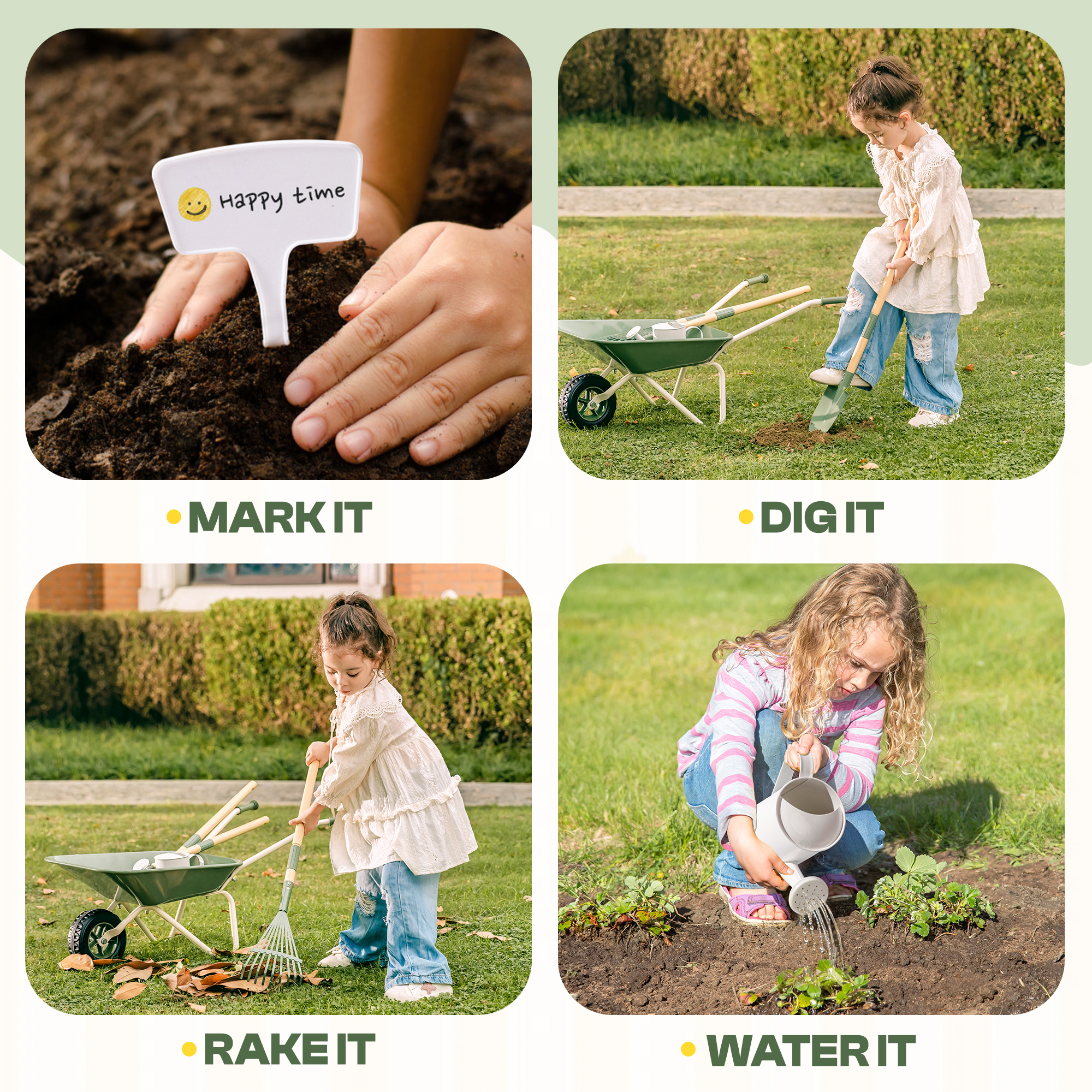 ROBUD Kids Wheelbarrow with Gardening Set