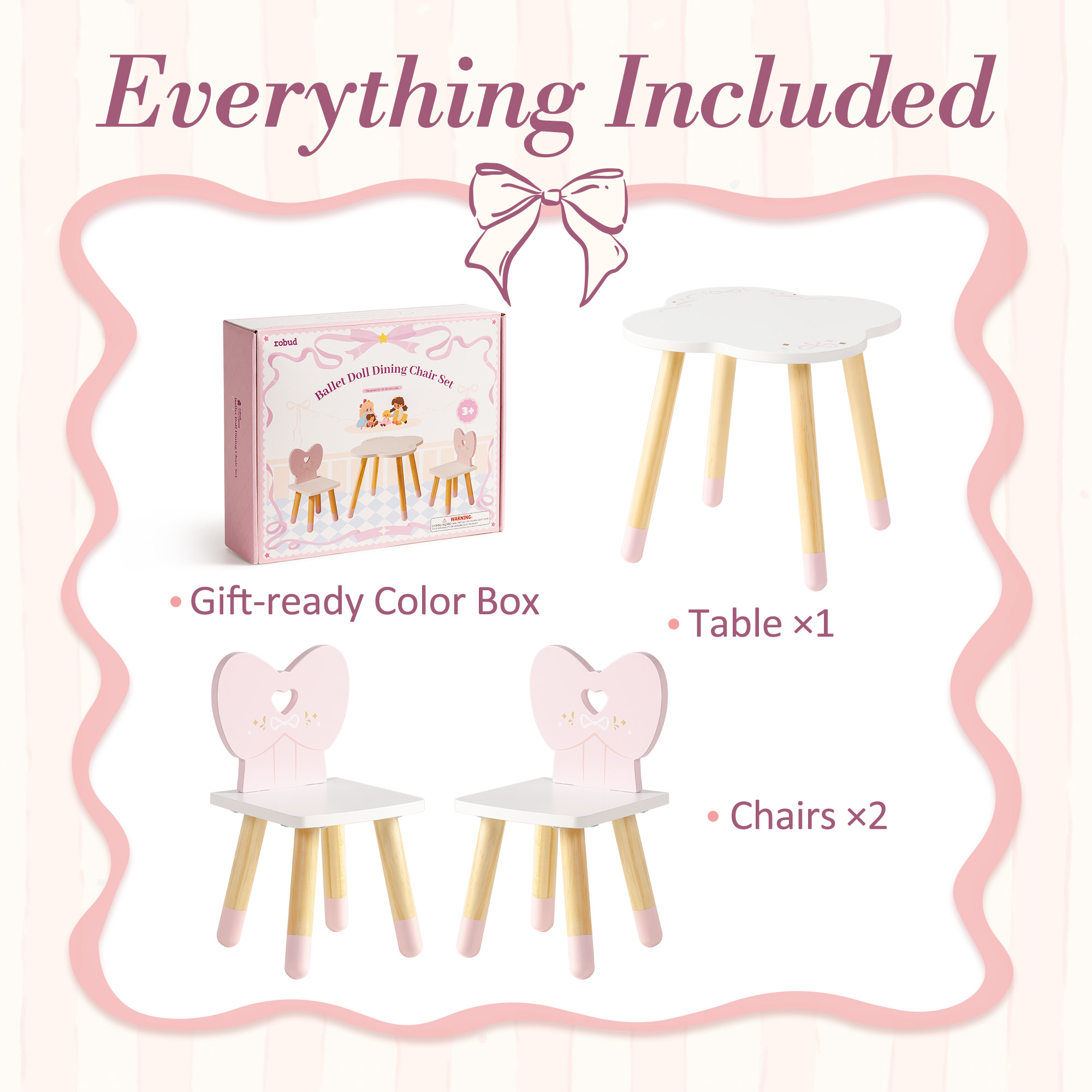 ROBUD 18 Inch Dolls Table Chairs Set