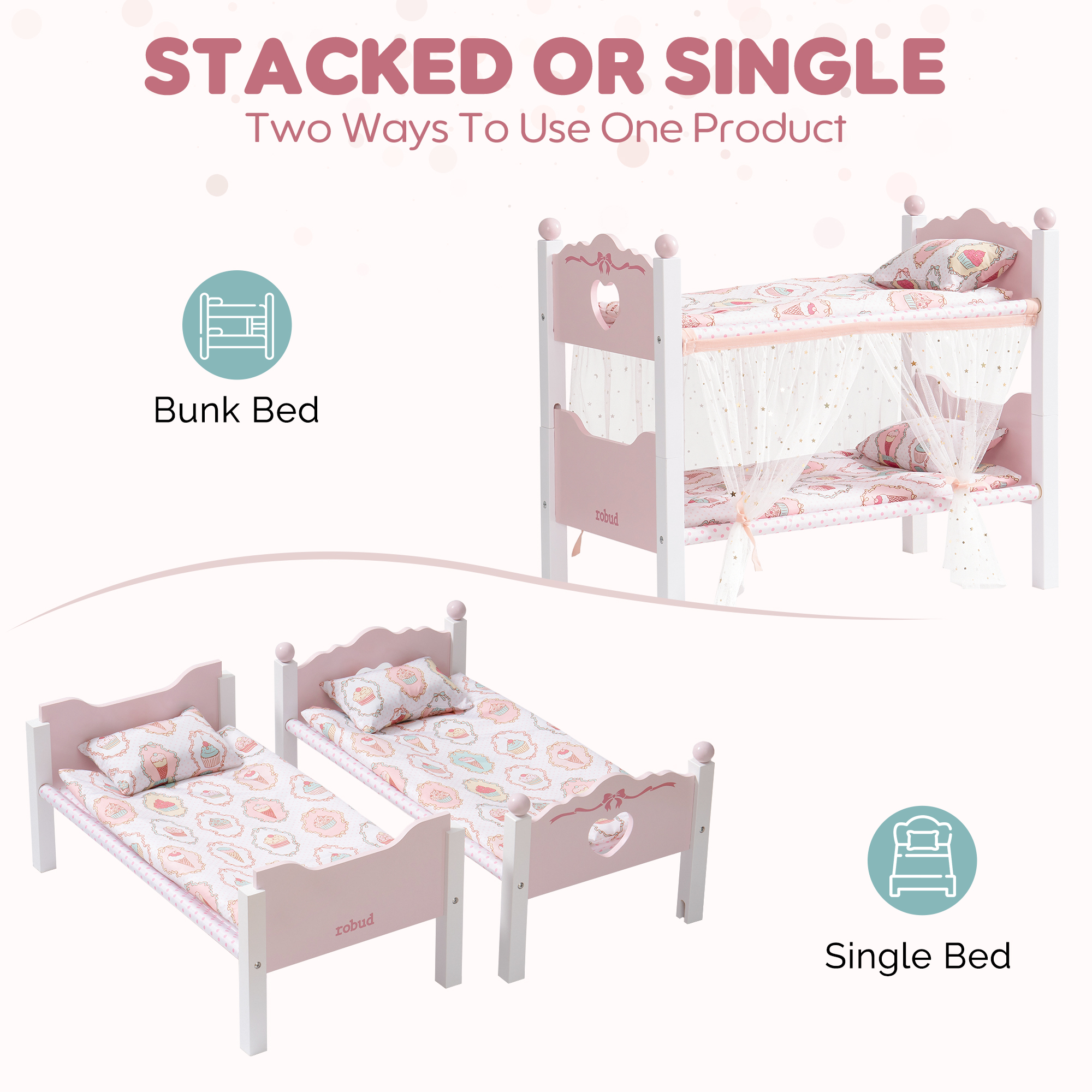 Robud Pink Princess Bunk Bed
