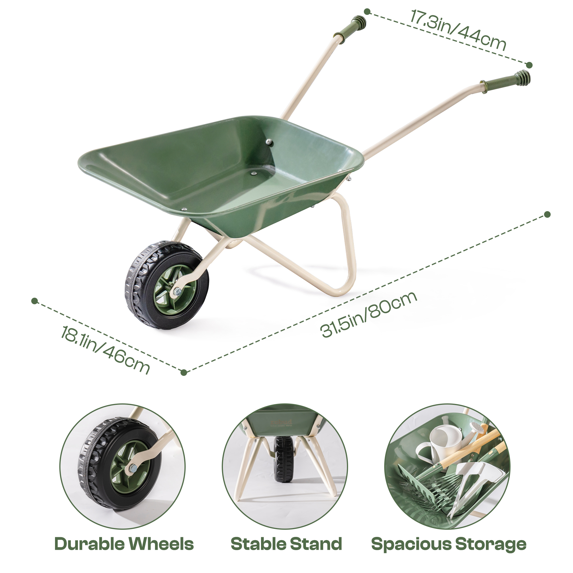 ROBUD Kids Wheelbarrow with Gardening Set