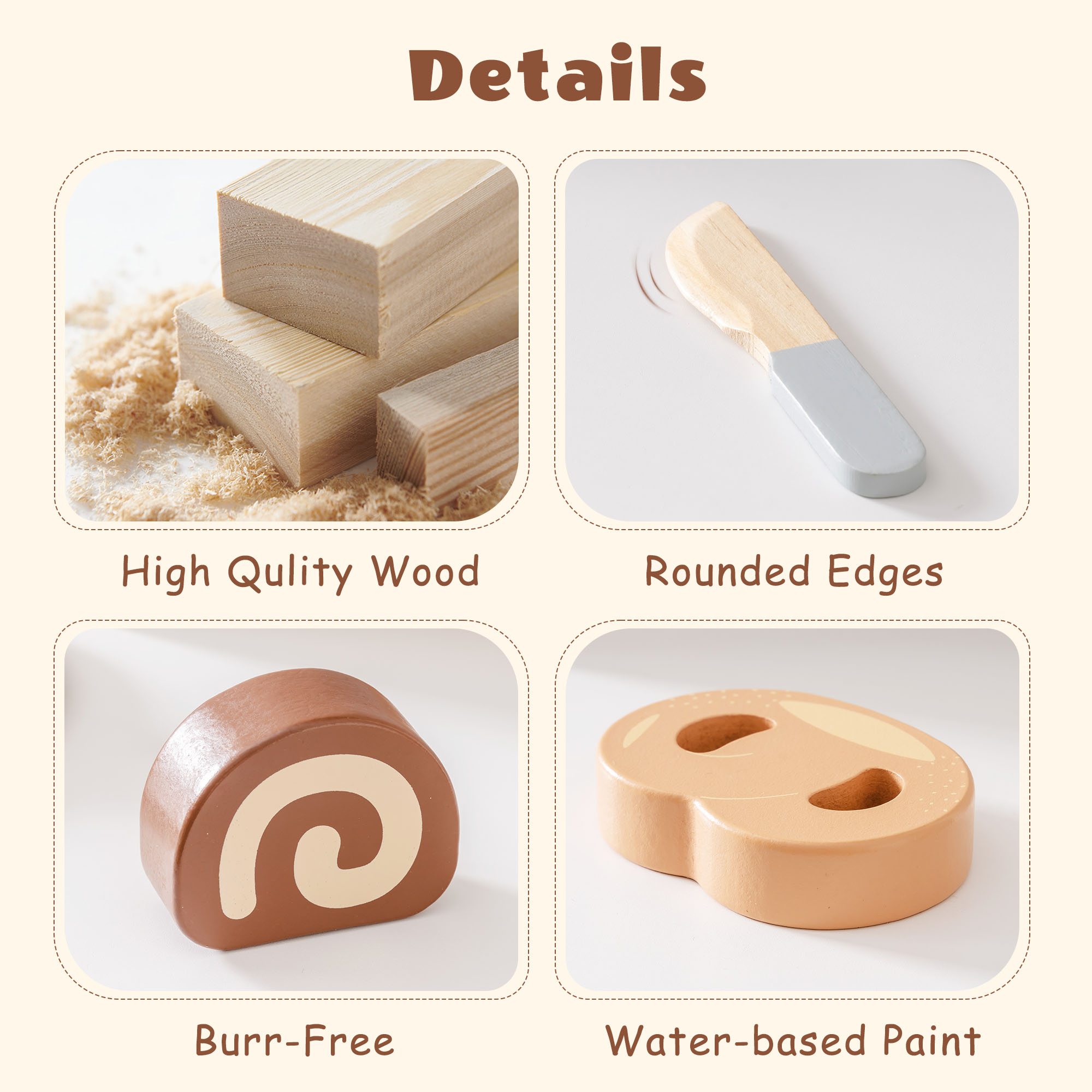 ROBUD Wooden Childs Play Food Set - Desserts