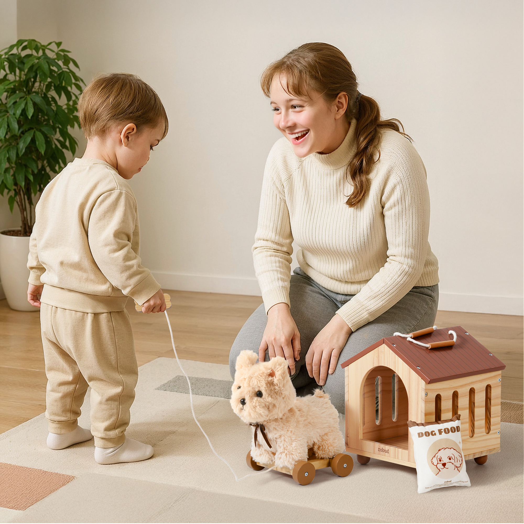 Robud Pull Dog Toy for Toddlers