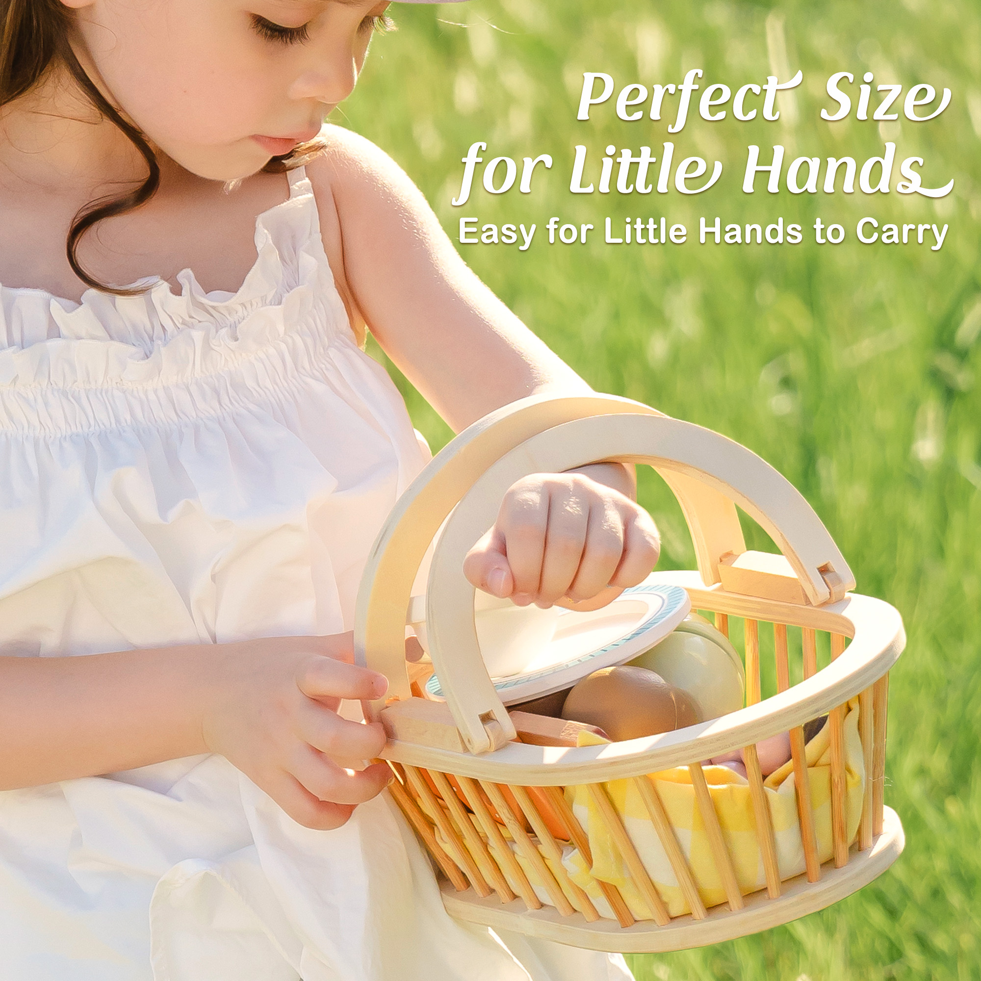 ROBUD Kids Wooden Picnic Play Food Set