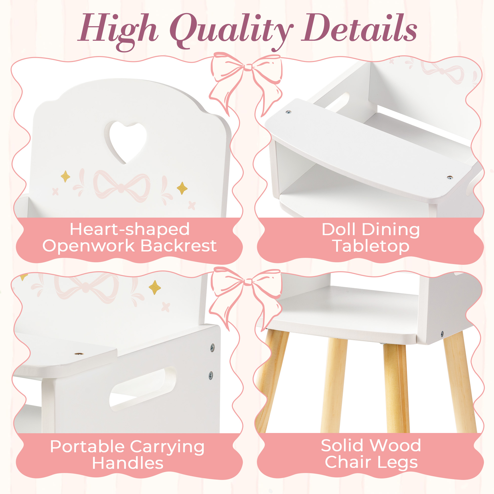 ROBUD Baby Doll High Chair with Heart-Shaped