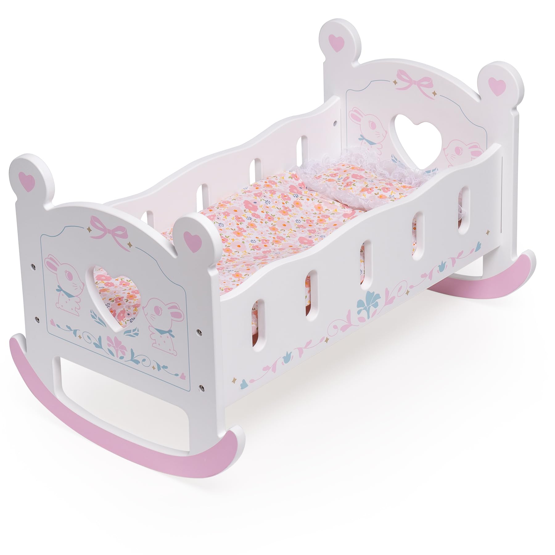 ROBUD Wooden Baby Doll Crib