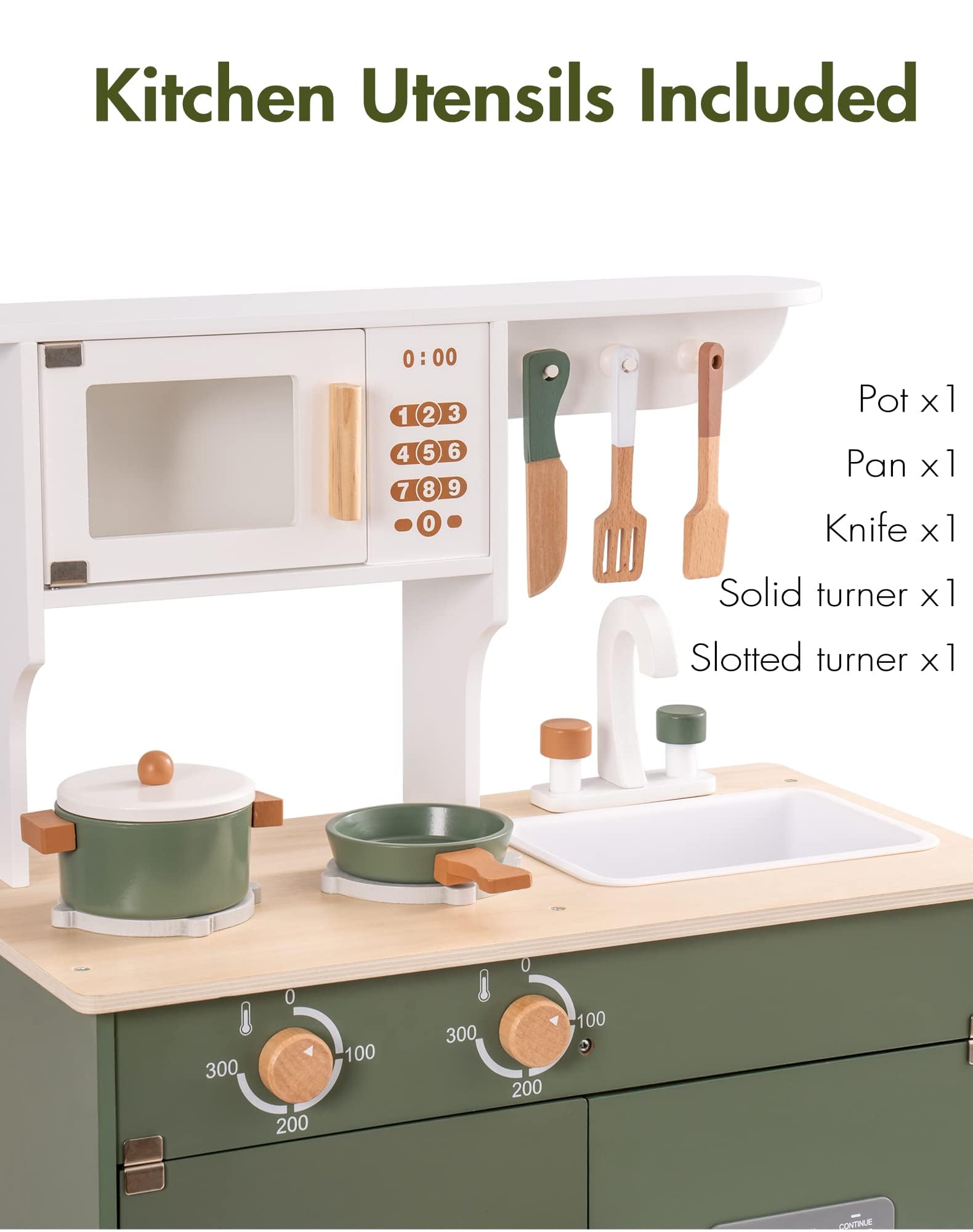 ROBUD Vintage Green Wooden Play Kitchen Series