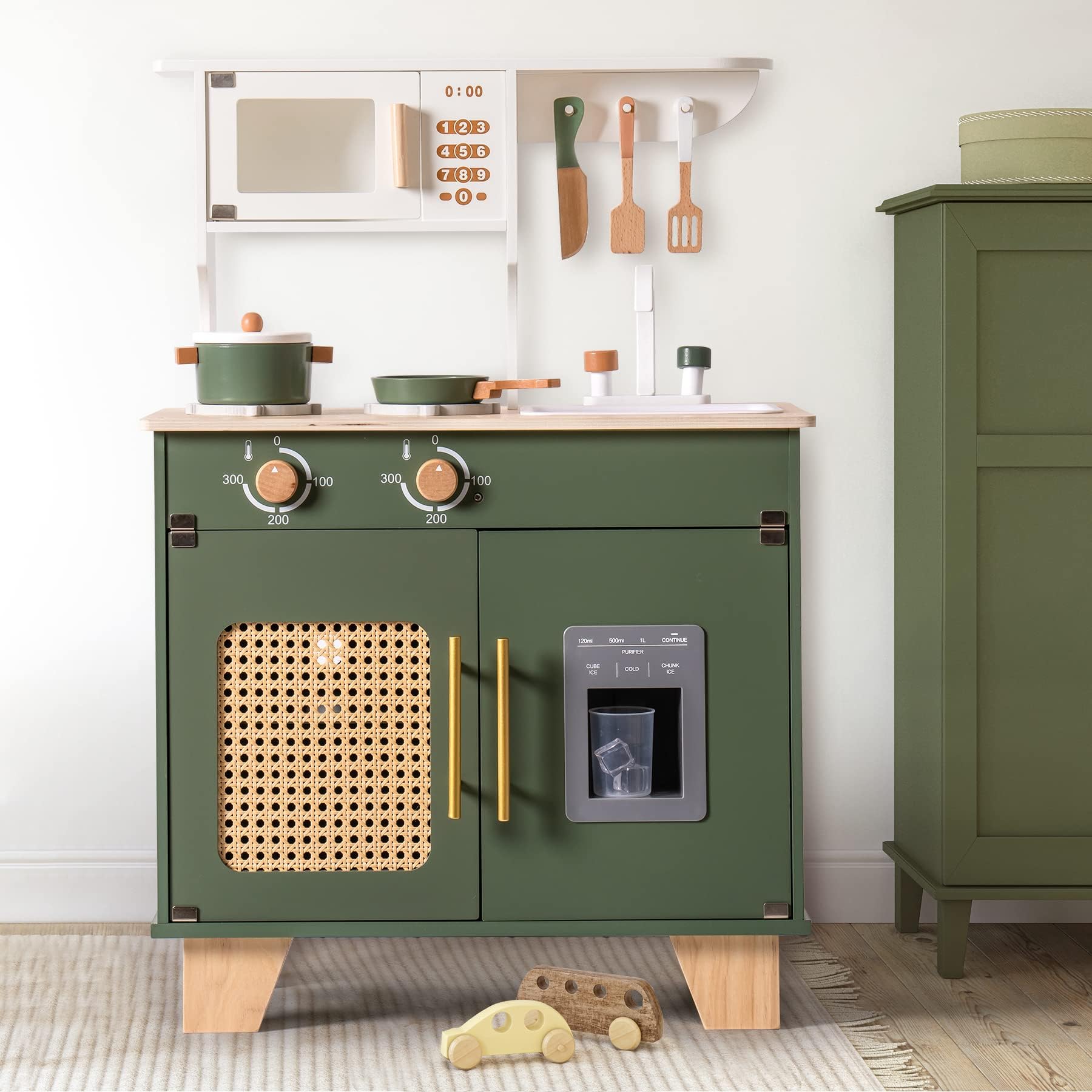 ROBUD Wooden Kids Play Kitchen Set - Vintage Green