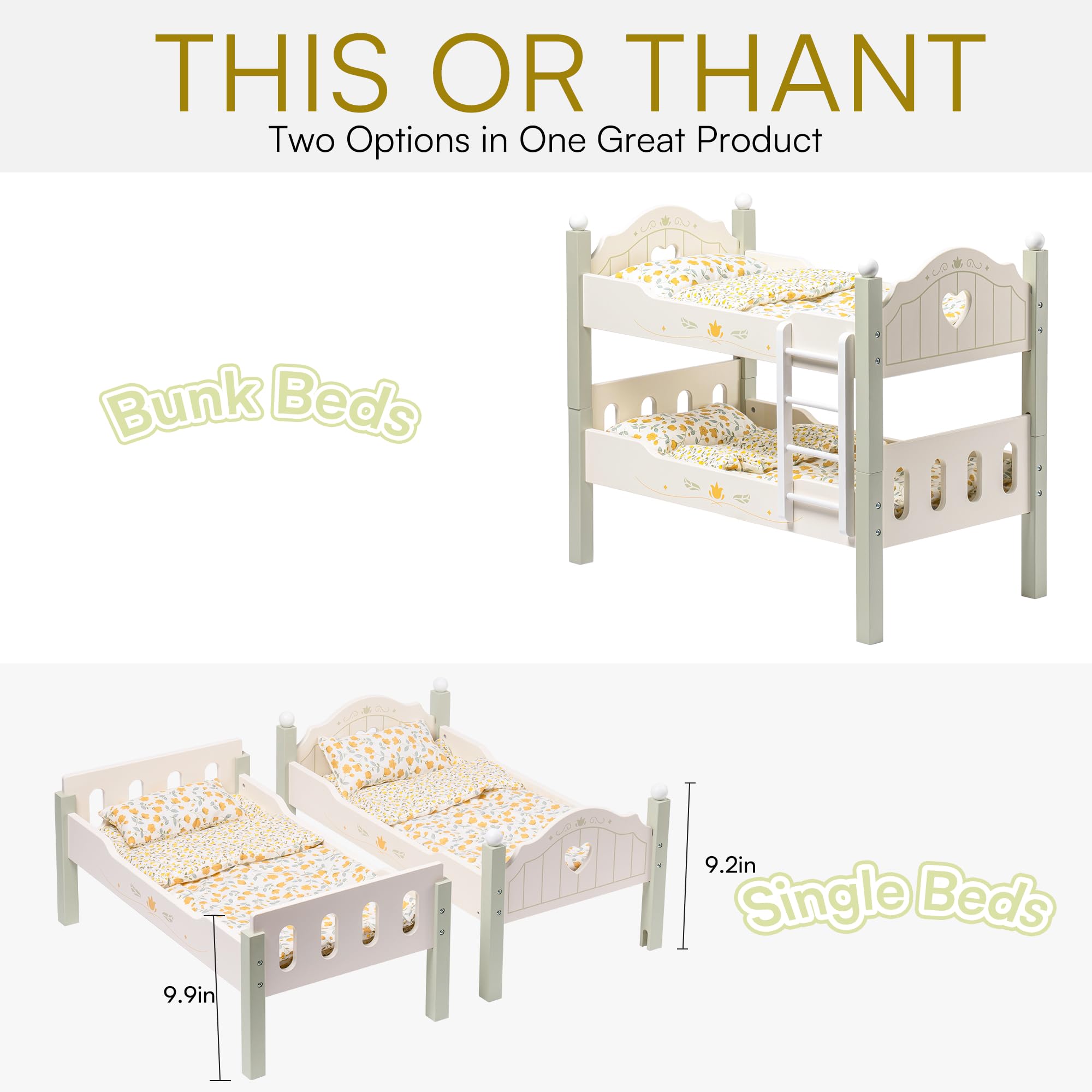 ROBUD Wooden Baby Doll Bed