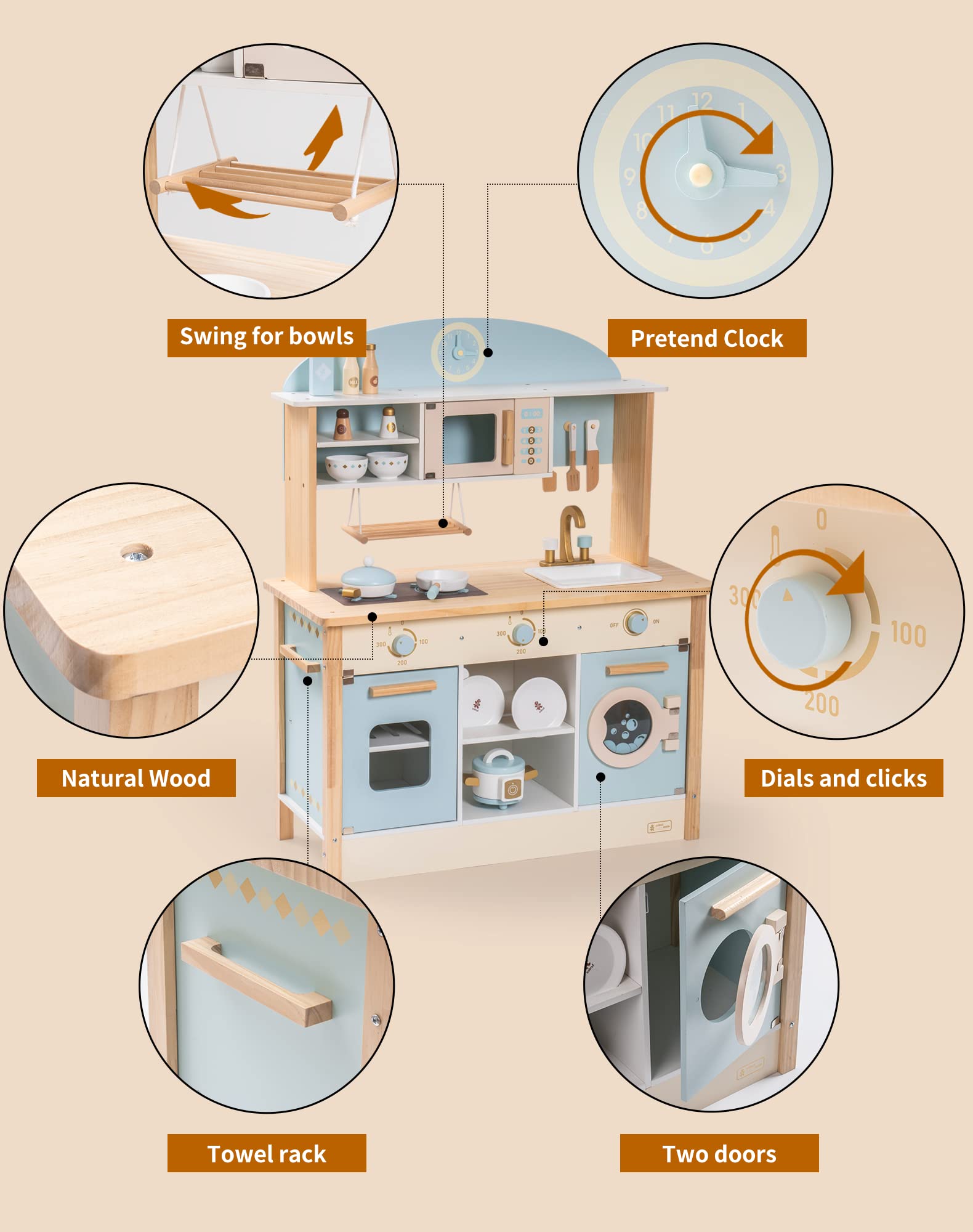 ROBUD Wooden Kids Play Kitchen Set - Dream