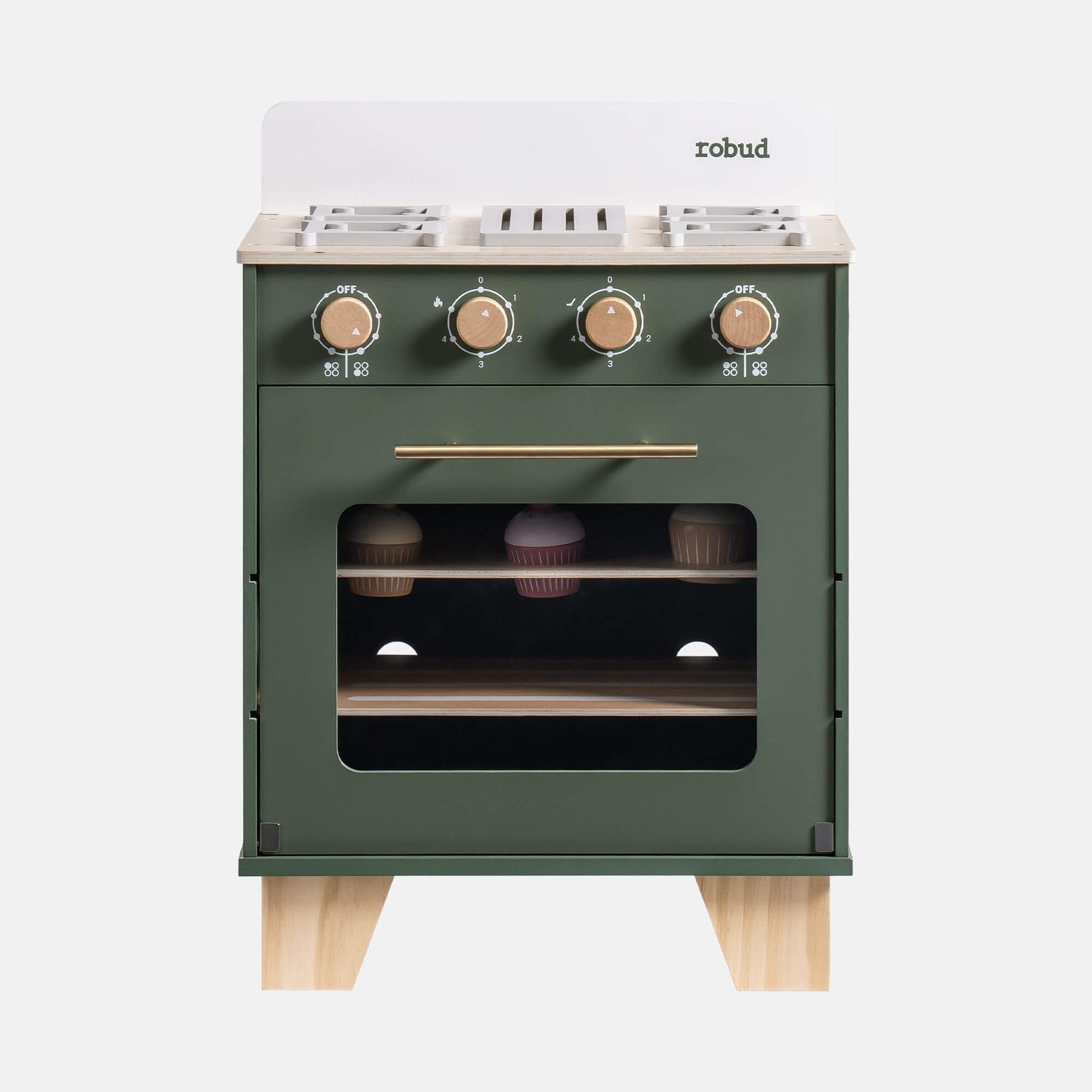 ROBUD Vintage Kids Wooden Toy Kitchen Oven - Green