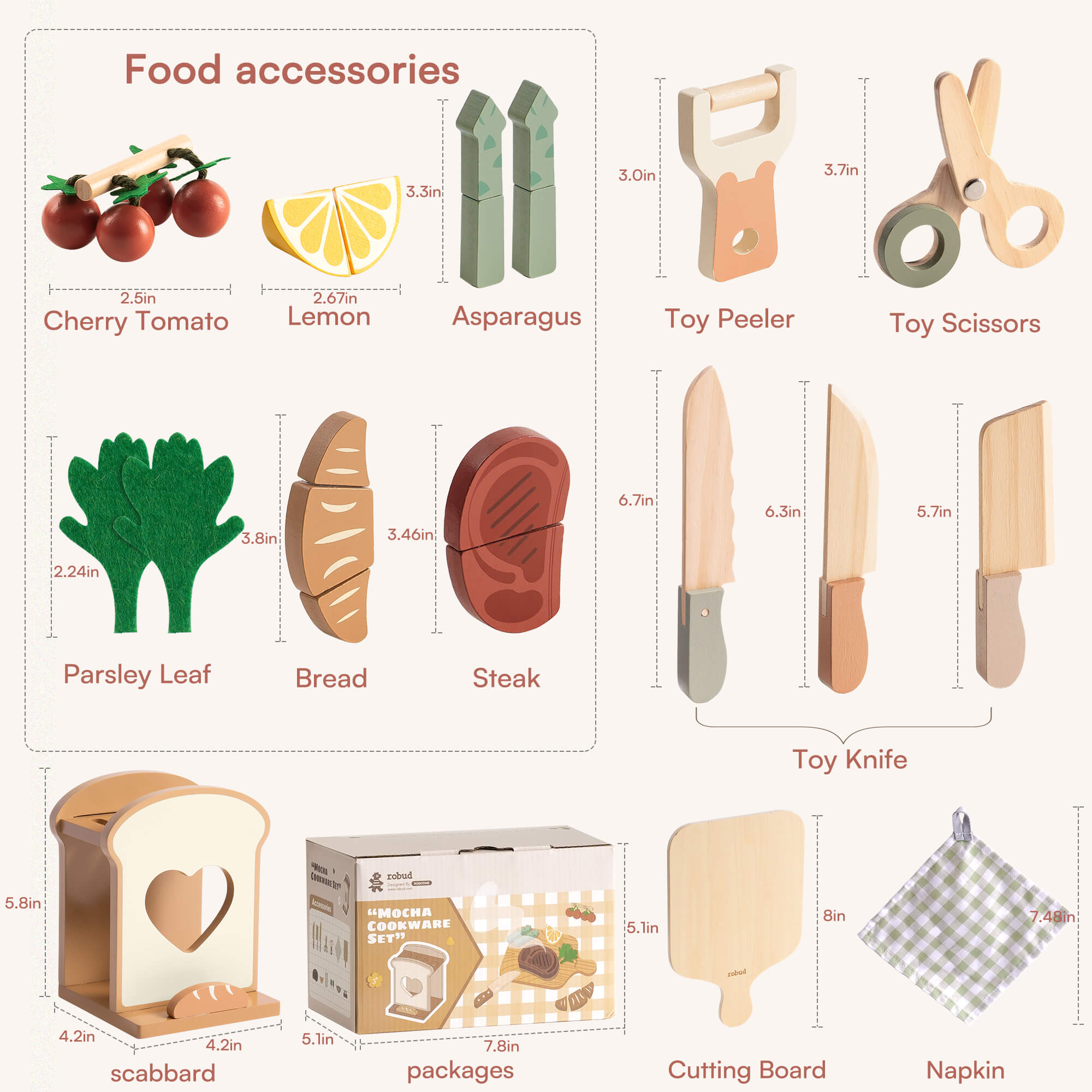 ROBUD Wooden Knife Set 16pcs