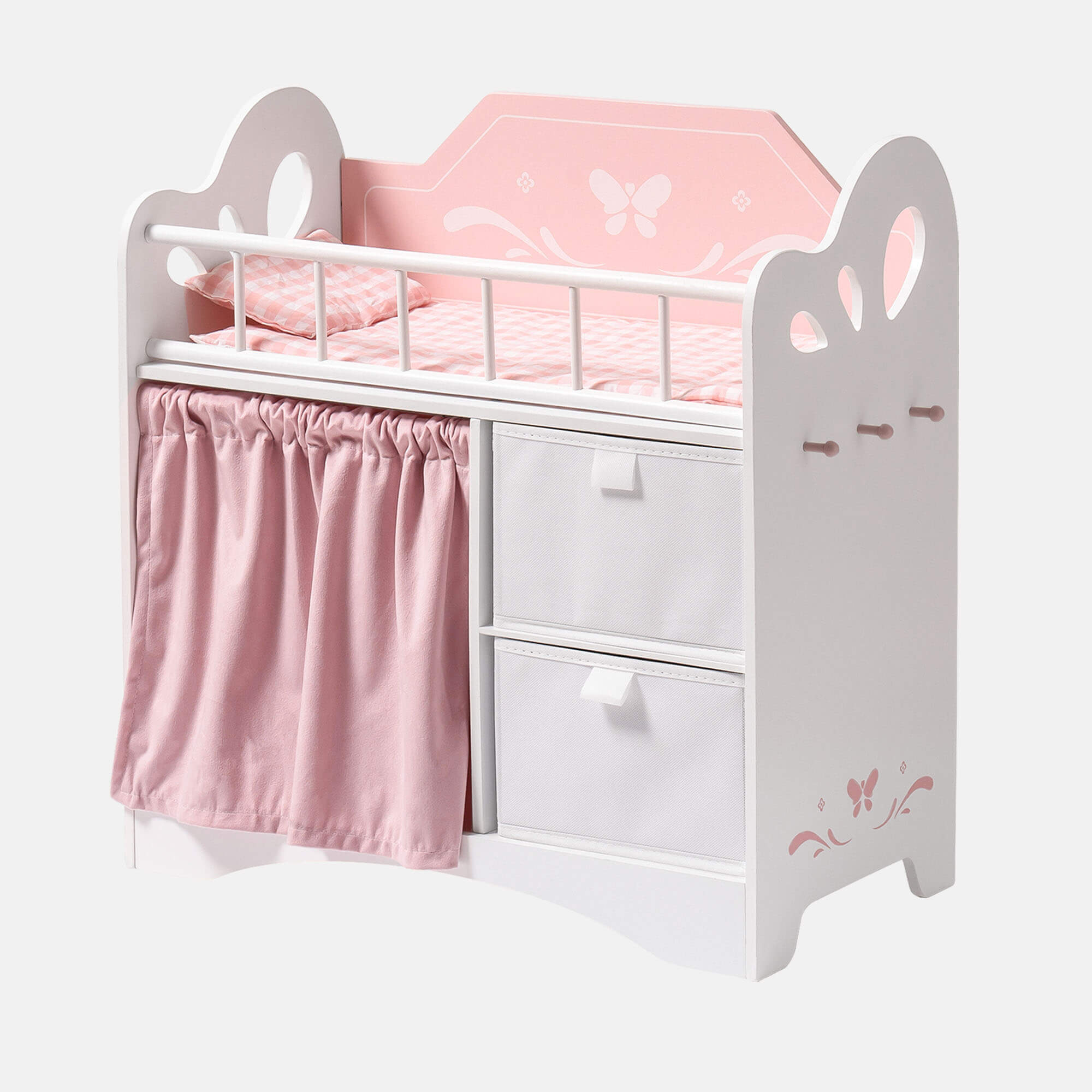 ROBUD Wooden Baby Doll Crib for Kids